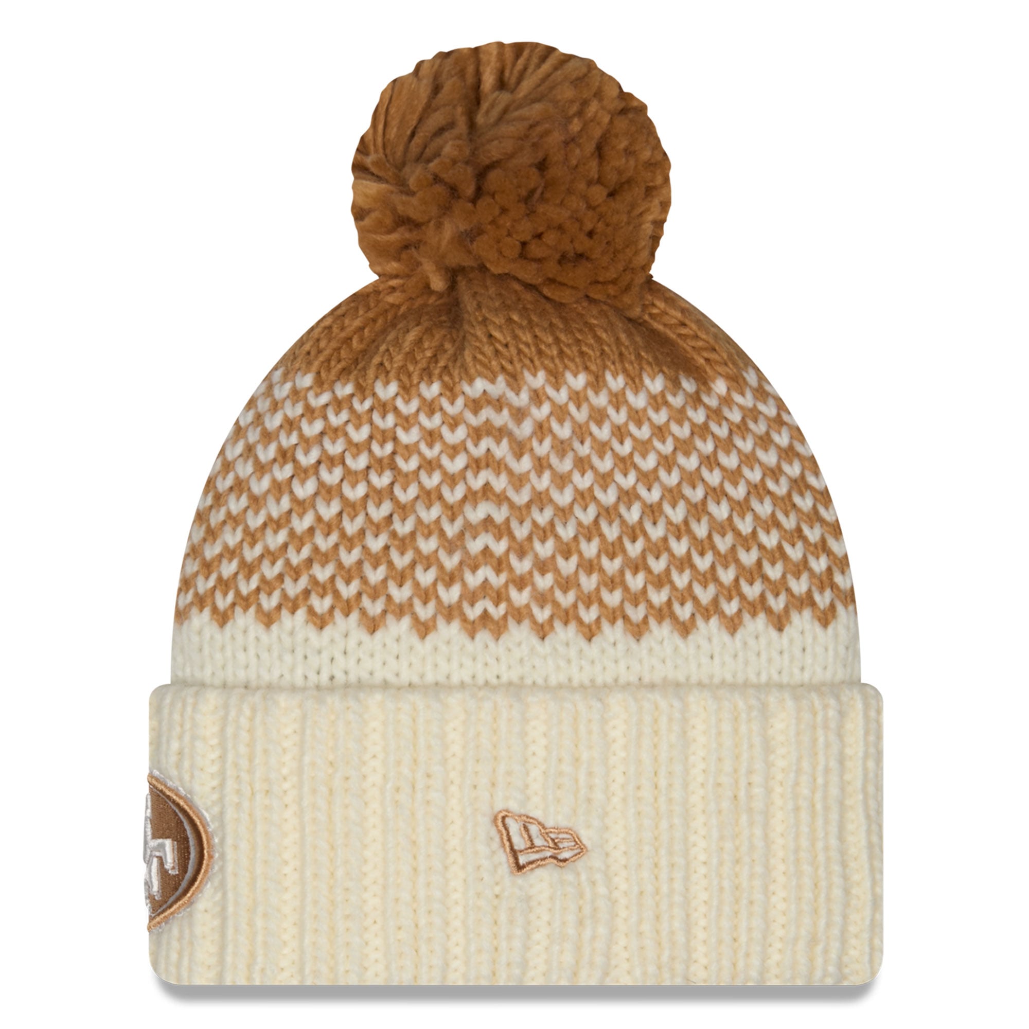 Bonnet à revers New Era crème/marron San Francisco 49ers pour fille, avec pompon