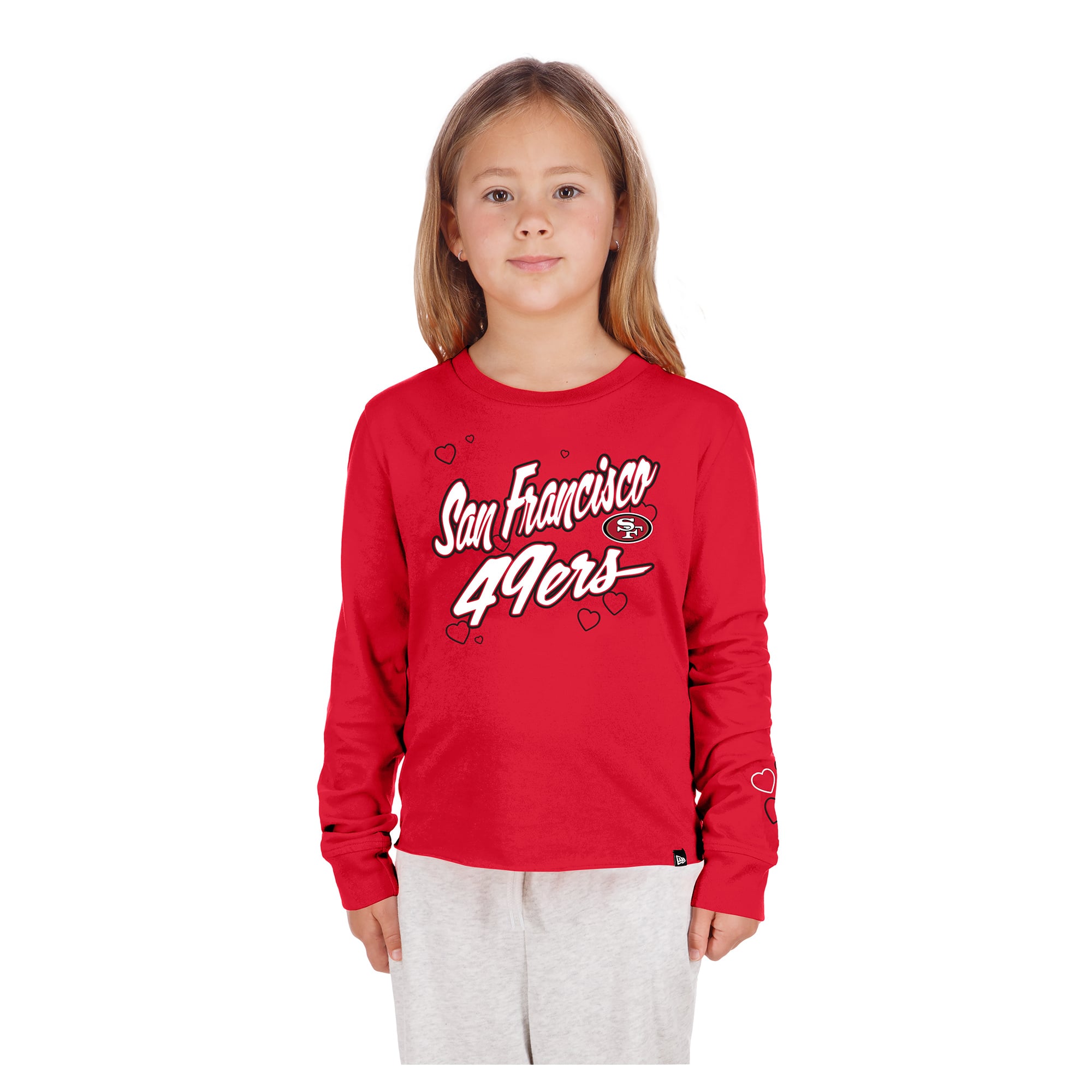 T-shirt à manches longues New Era Scarlet San Francisco 49ers pour filles et jeunes