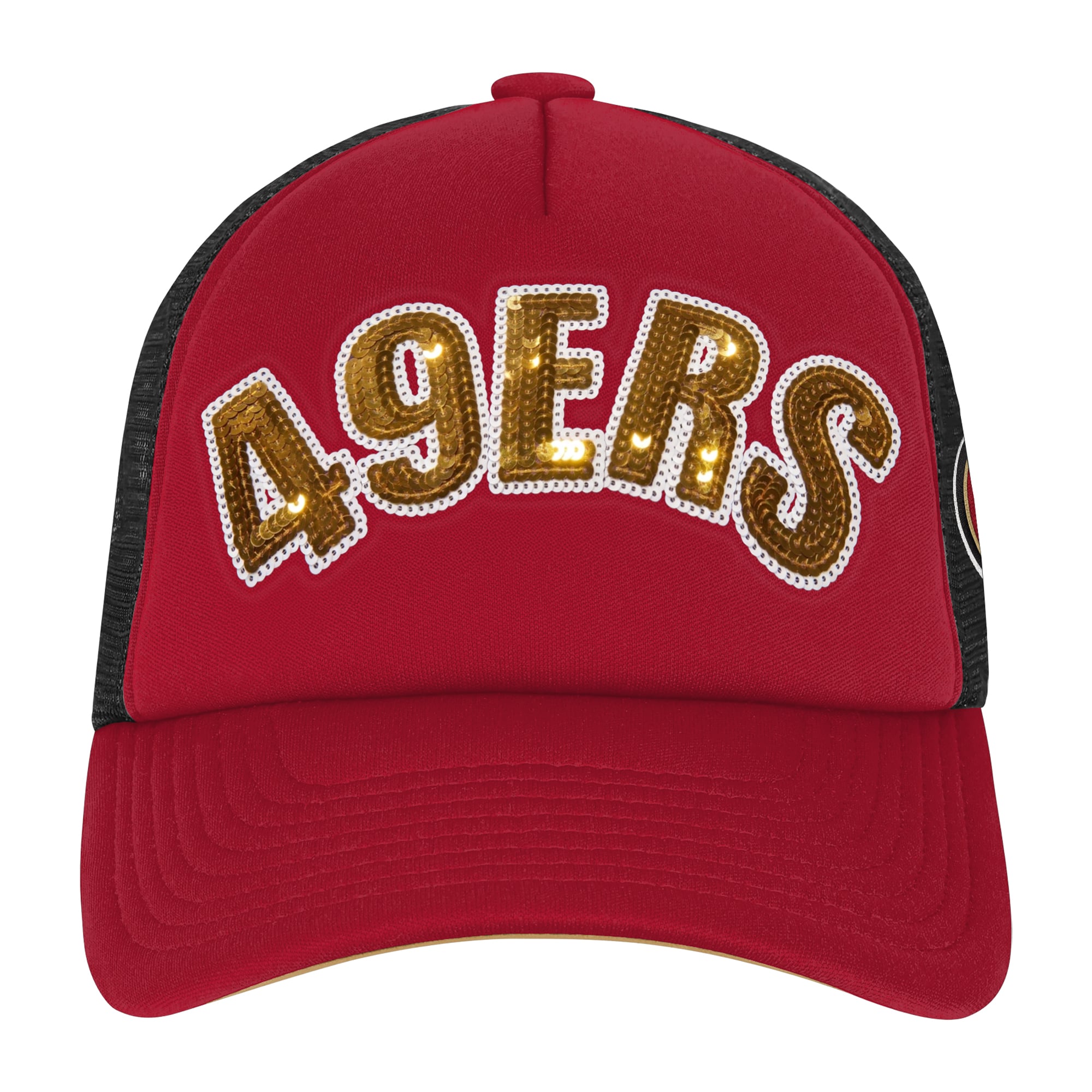 Girls Youth Outerstuff Scarlet San Francisco 49ers Bling Adjustable Trucker Hat