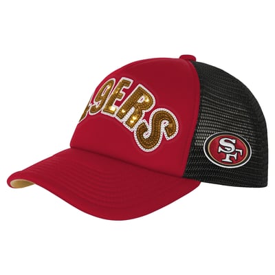San Francisco 49ers Outerstuff Girls Youth Bling Adjustable Trucker Hat - Scarlet