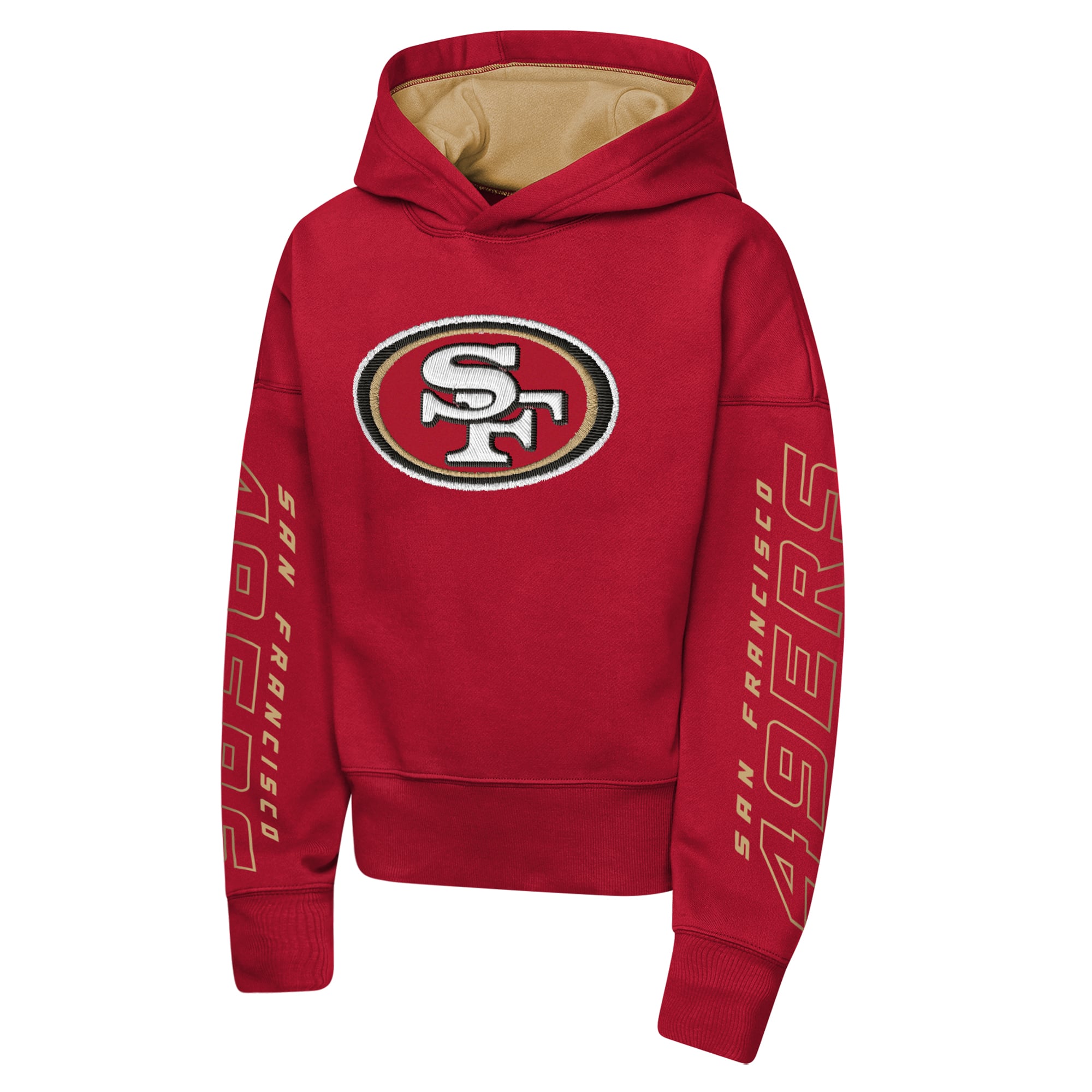 Sweat à capuche Outerstuff Scarlet San Francisco 49ers Miss Tailgate Color Block pour jeunes filles