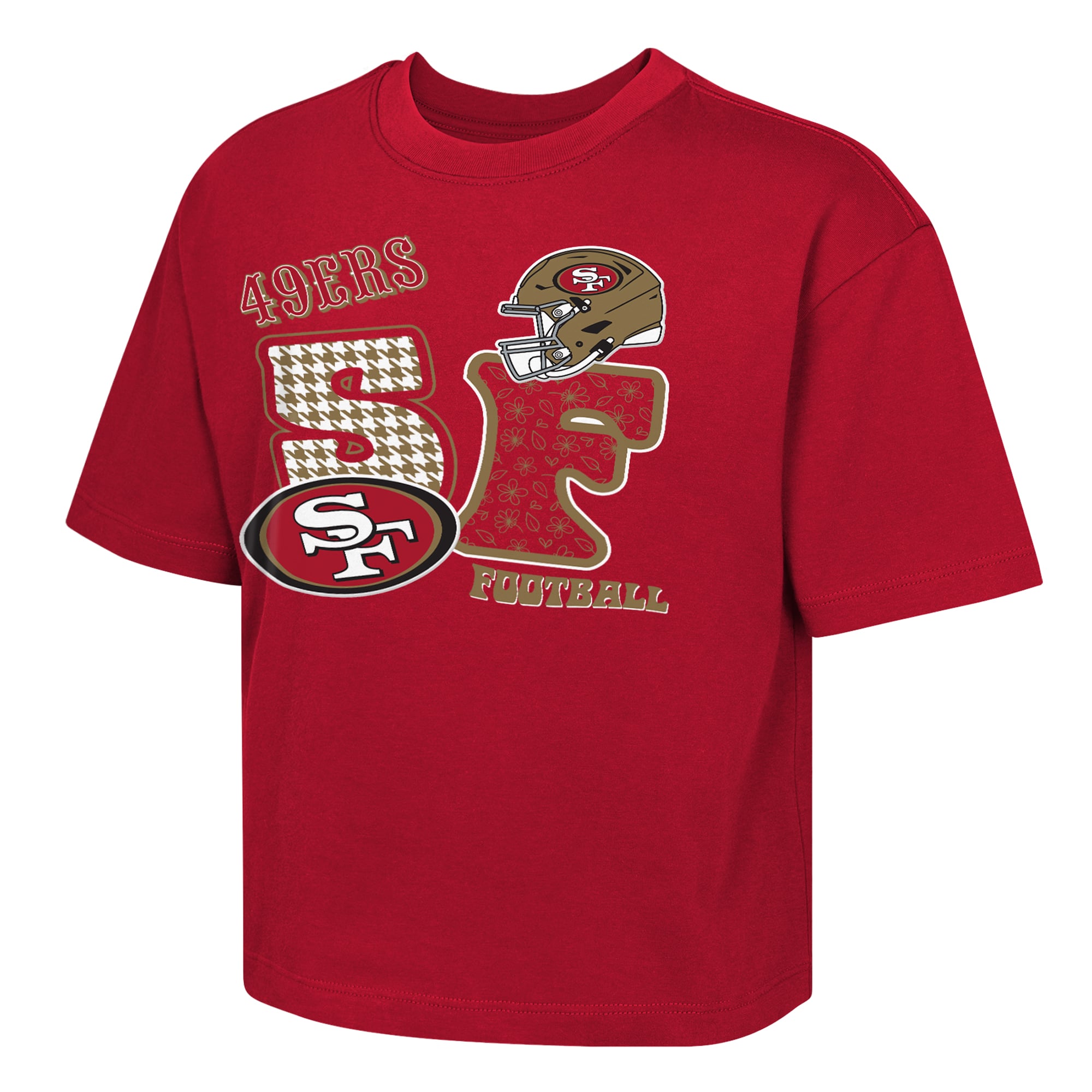 Girls Youth Outerstuff Scarlet San Francisco 49ers Team Quilt Boxy T-Shirt