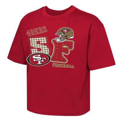  San Francisco 49ers Outerstuff Girls Youth Team Quilt Boxy T-Shirt - Scarlet