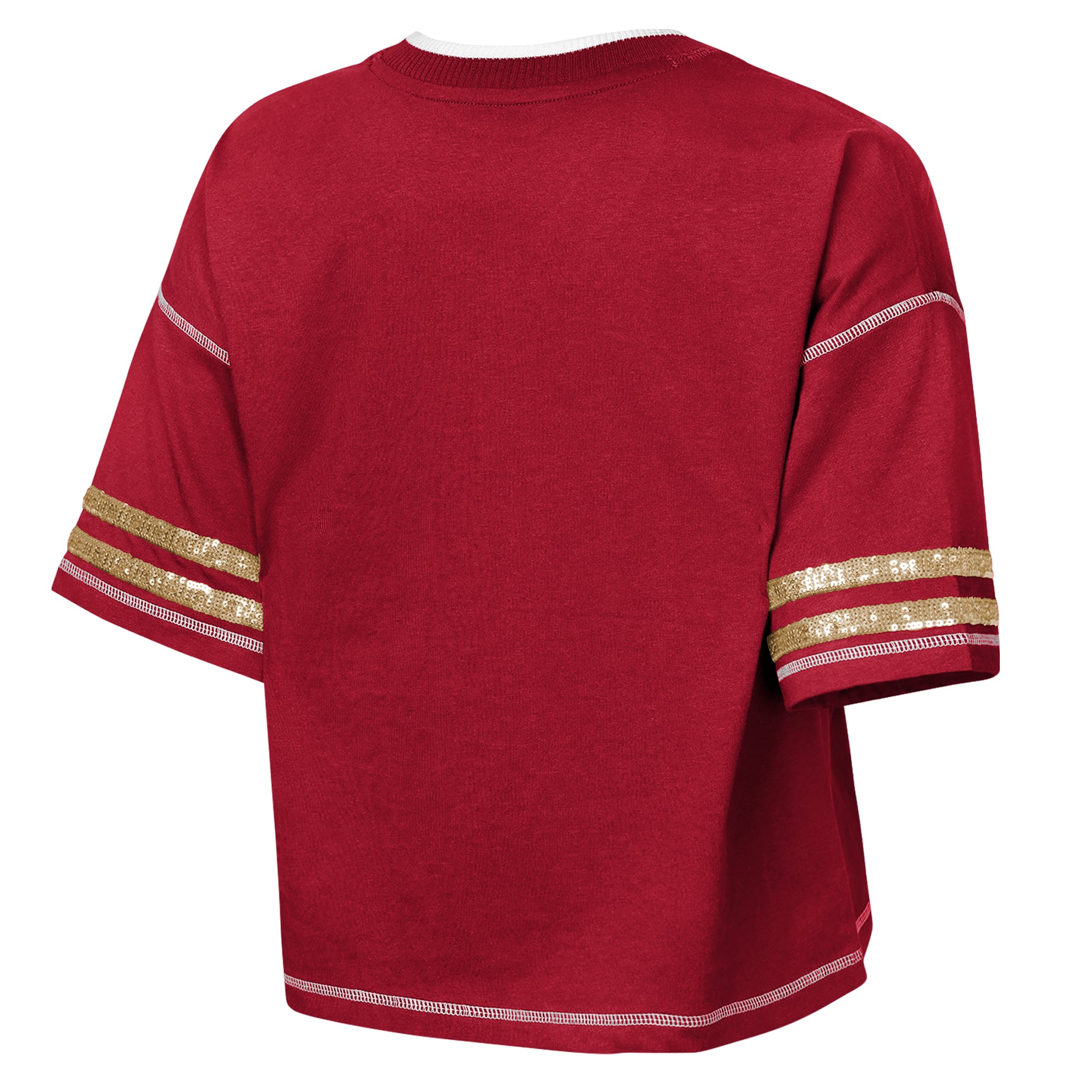Girls Youth Outerstuff Scarlet San Francisco 49ers Toe Tap Sequin T-Shirt