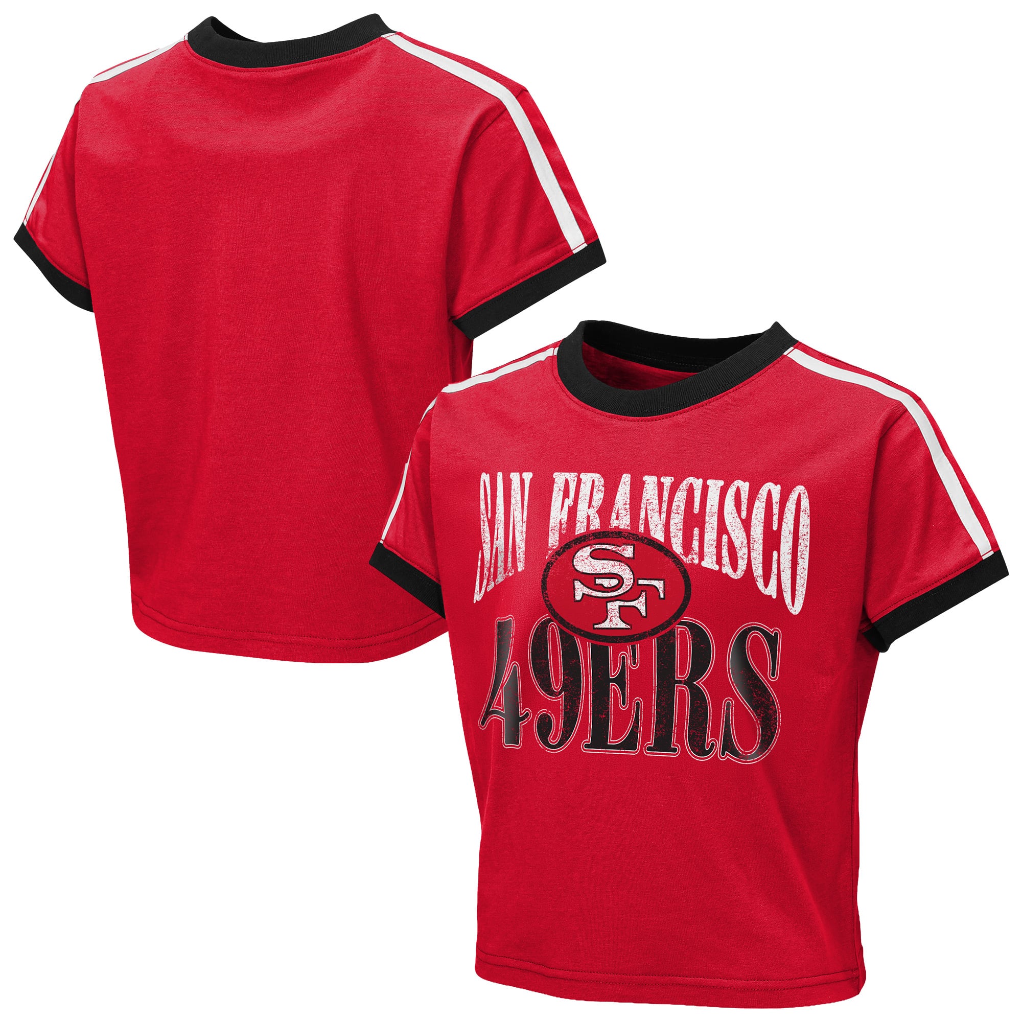 T-shirt court à col rond rouge écarlate San Francisco 49ers pour bébé, par Erin Andrews, jeunes filles.