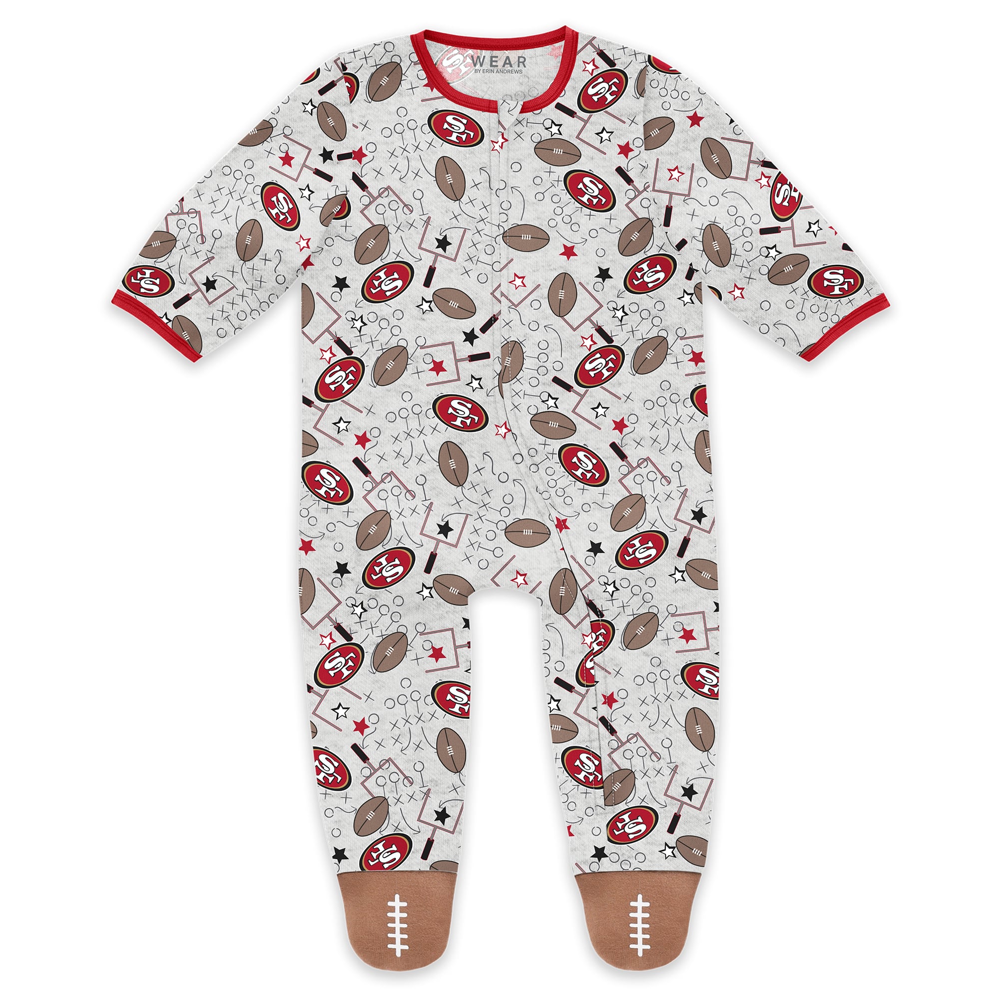 Infant & Newborn WEAR by Erin Andrews San Francisco 49ers Sleep and Play Full-Zip Sleeper Bib Set