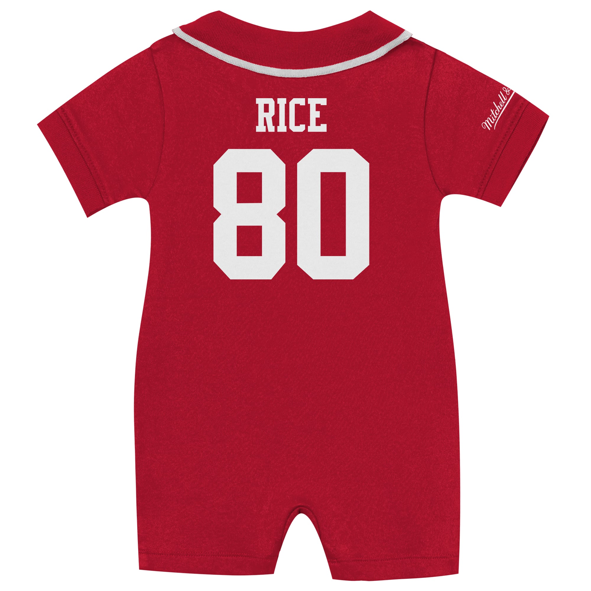 Combinaison de rugby rétro Mitchell & Ness Jerry Rice rouge écarlate des 49ers San Francisco, style Roots, pour bébé