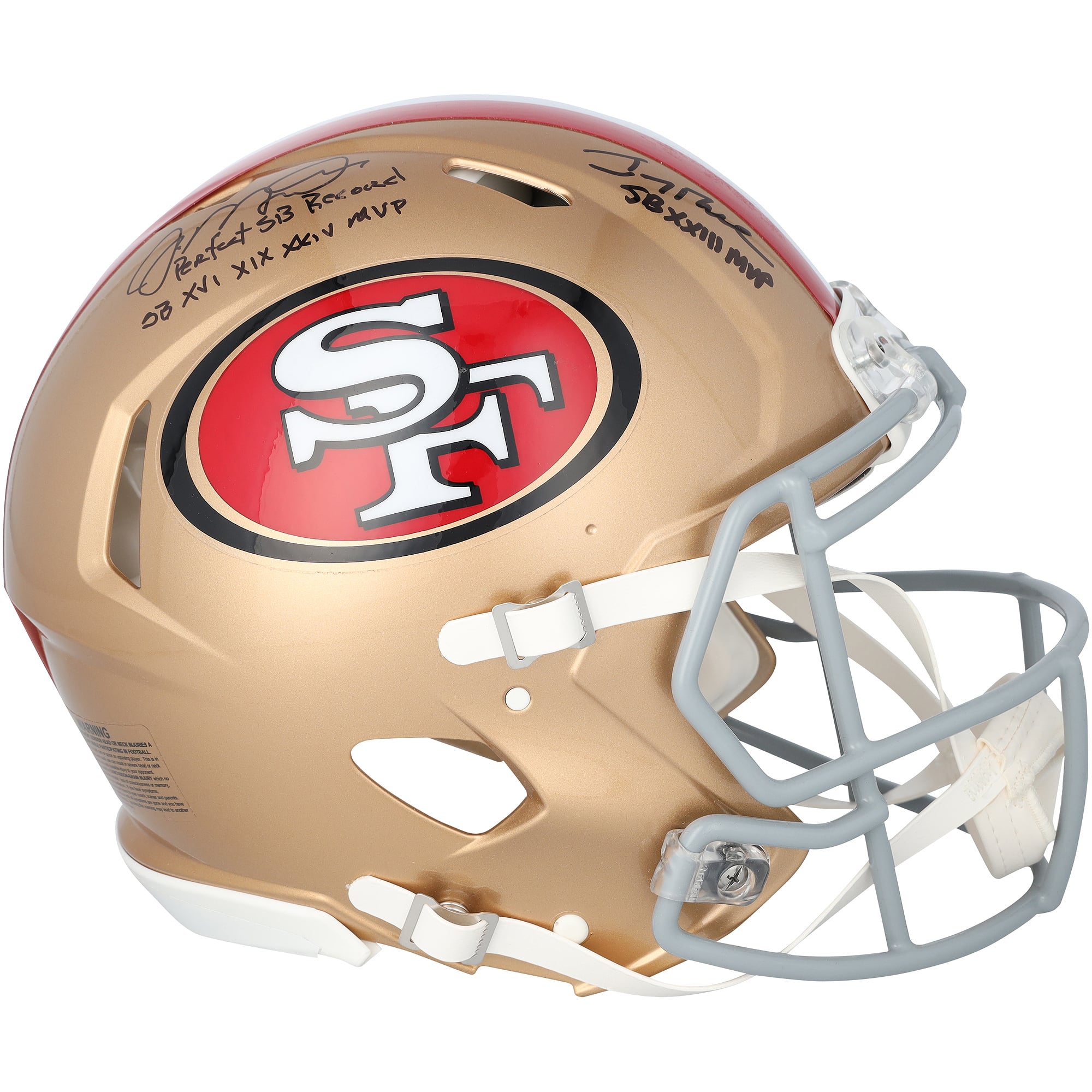 Jerry Rice & Joe Montana San Francisco 49ers Autographed Riddell Speed Authentic Helmet with Multiple Inscriptions