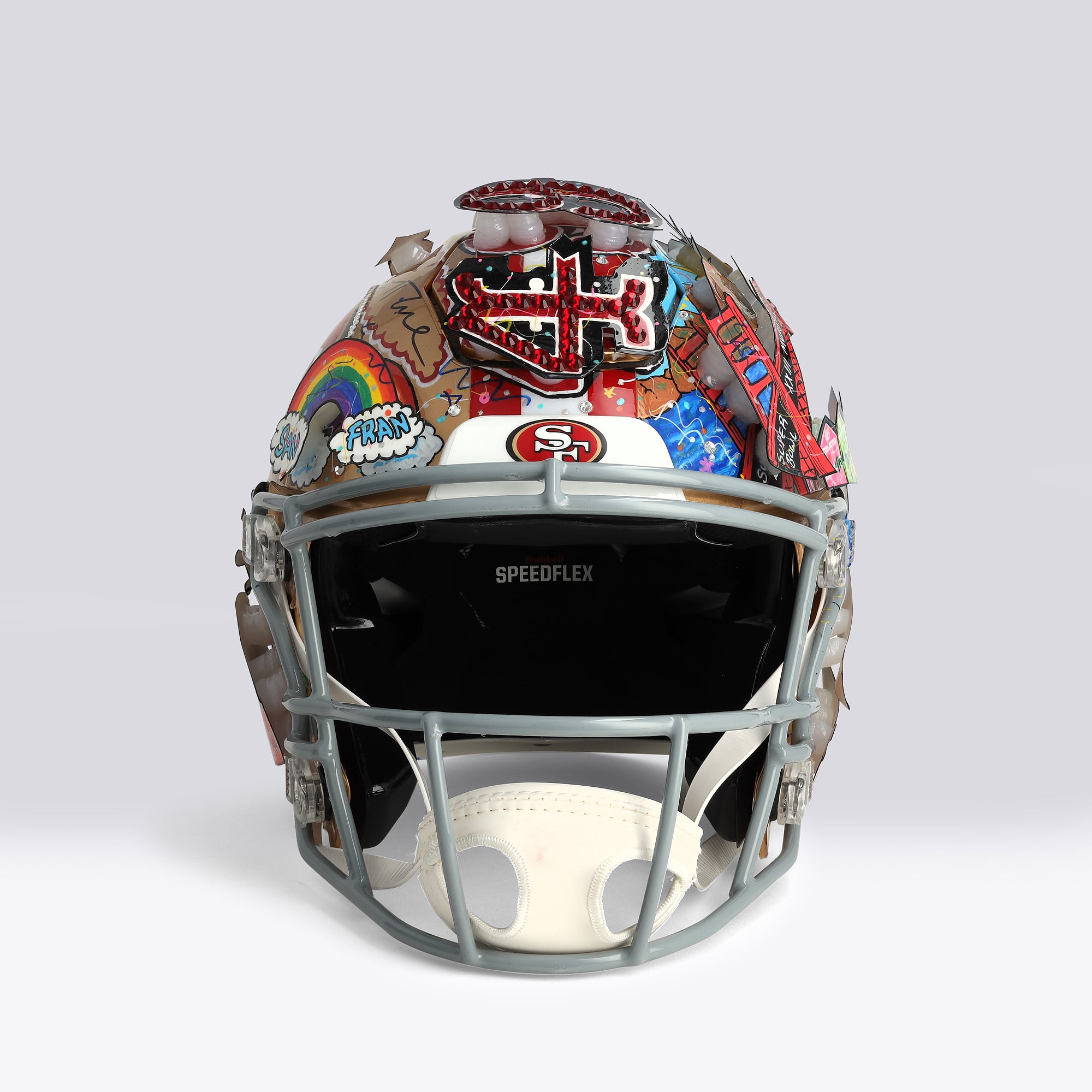 Jerry Rice San Francisco 49ers Autographed Riddell Speed Flex Authentic Helmet - Art by Charles Fazzino - NF70445461
