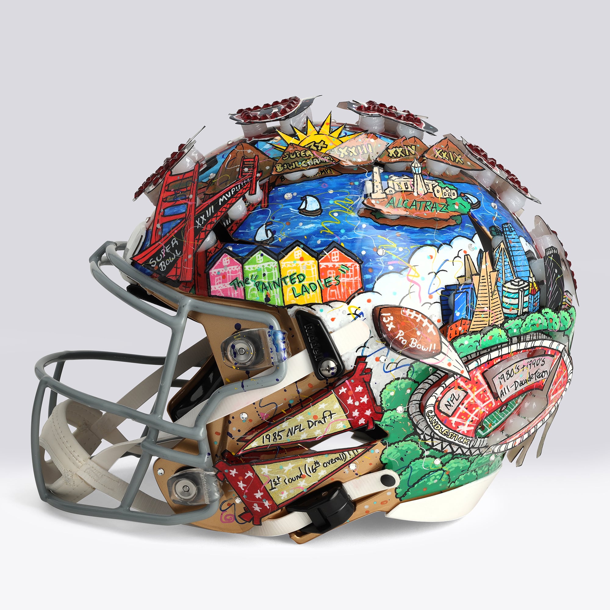 Jerry Rice San Francisco 49ers Autographed Riddell Speed Flex Authentic Helmet - Art by Charles Fazzino - NF70445461
