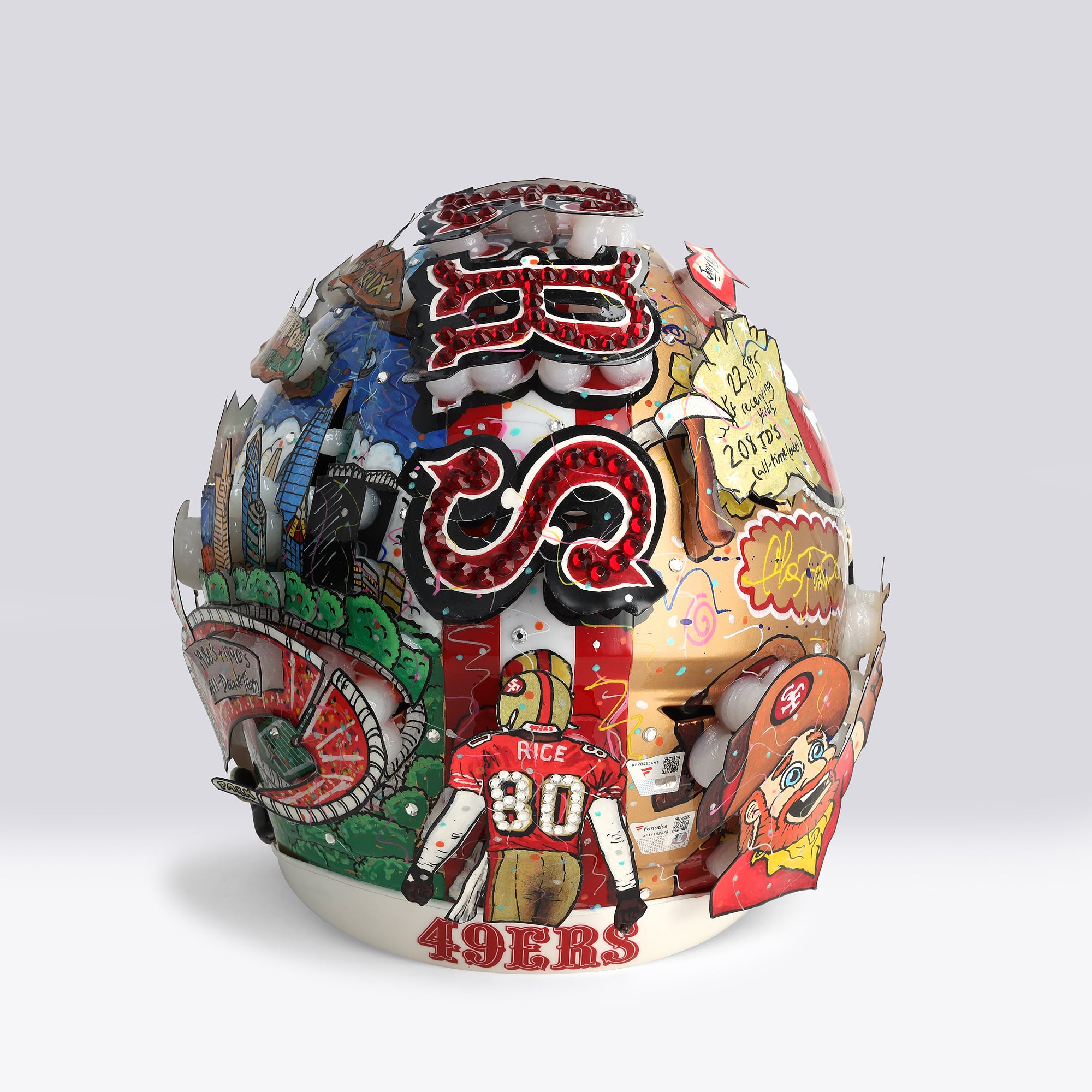Jerry Rice San Francisco 49ers Autographed Riddell Speed Flex Authentic Helmet - Art by Charles Fazzino - NF70445461