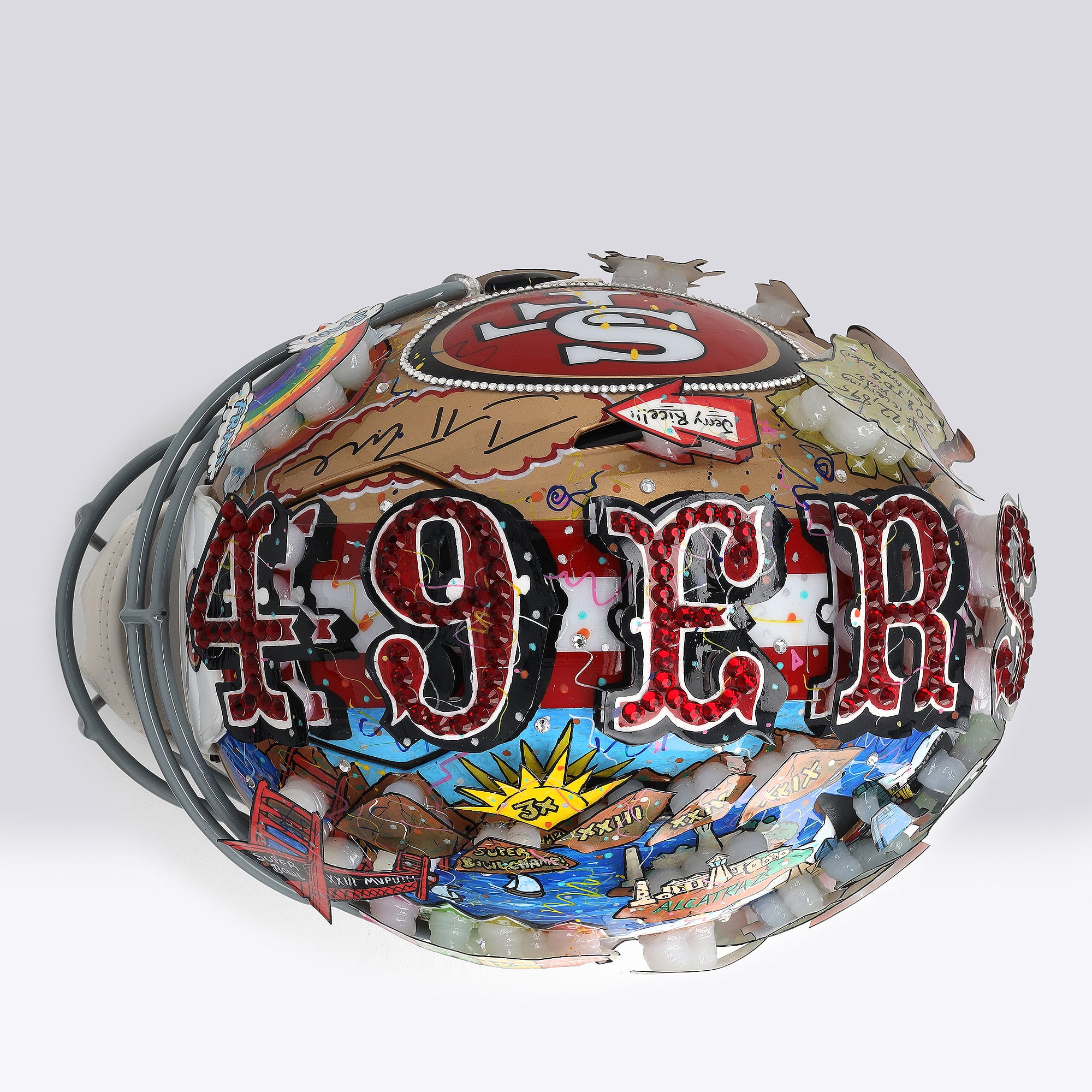 Jerry Rice San Francisco 49ers Autographed Riddell Speed Flex Authentic Helmet - Art by Charles Fazzino - NF70445461