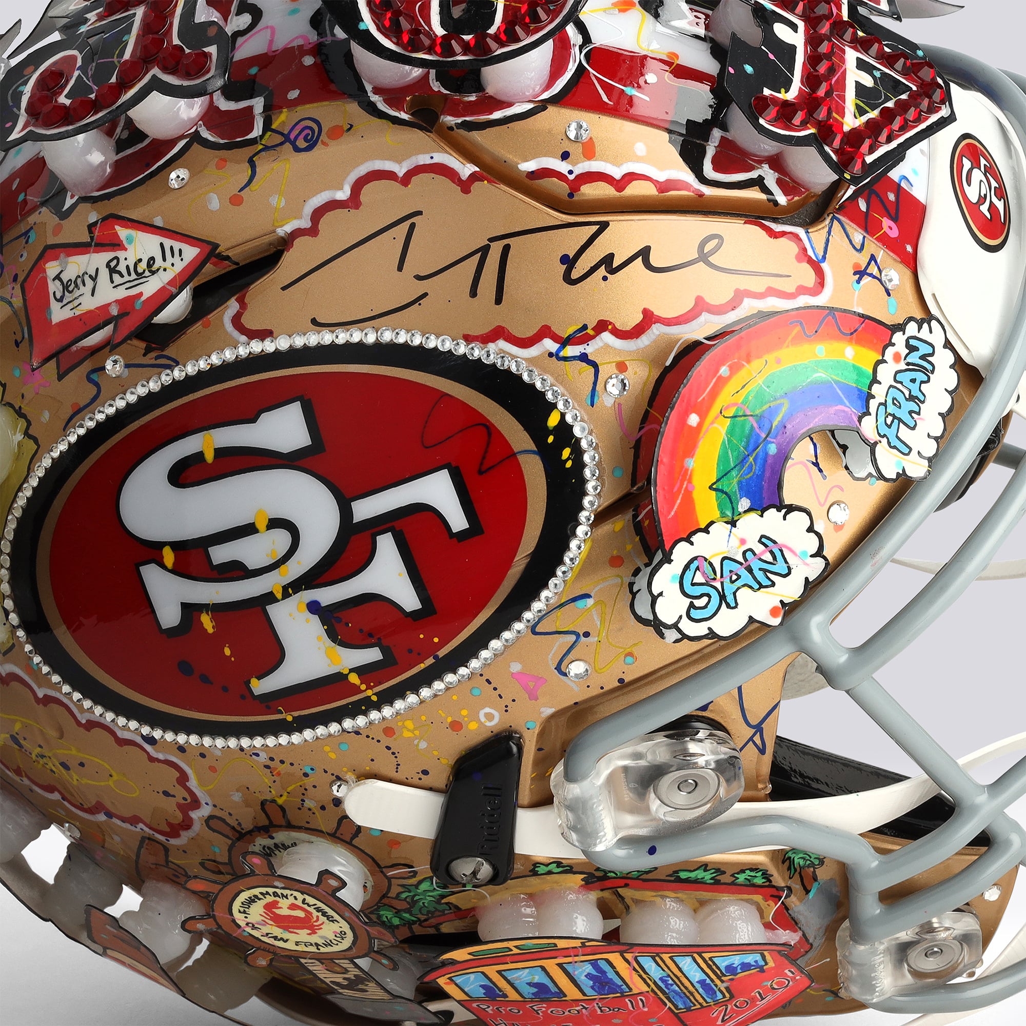 Jerry Rice San Francisco 49ers Autographed Riddell Speed Flex Authentic Helmet - Art by Charles Fazzino - NF70445461
