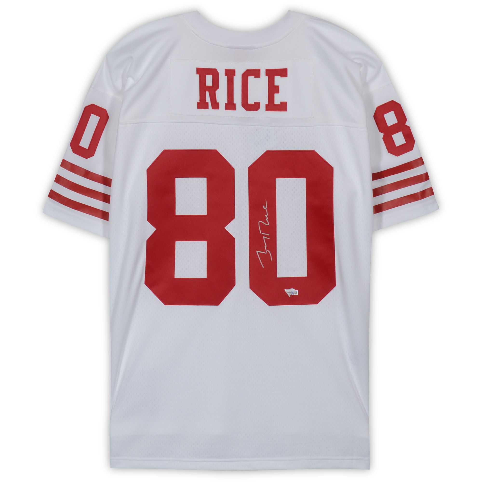 Maillot Mitchell & Ness Legacy blanc autographié par Jerry Rice des 49ers de San Francisco