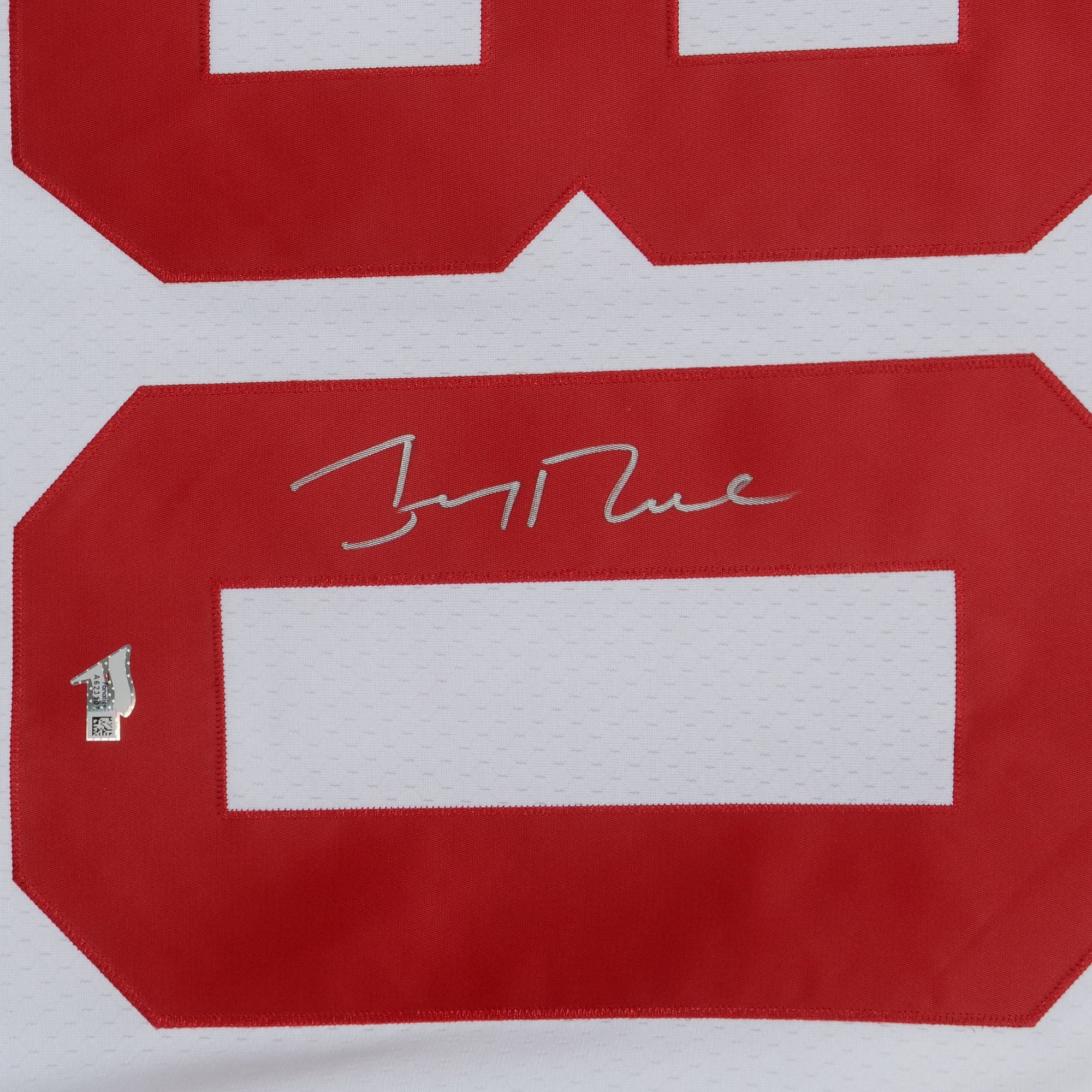 Maillot Mitchell & Ness Legacy blanc autographié par Jerry Rice des 49ers de San Francisco