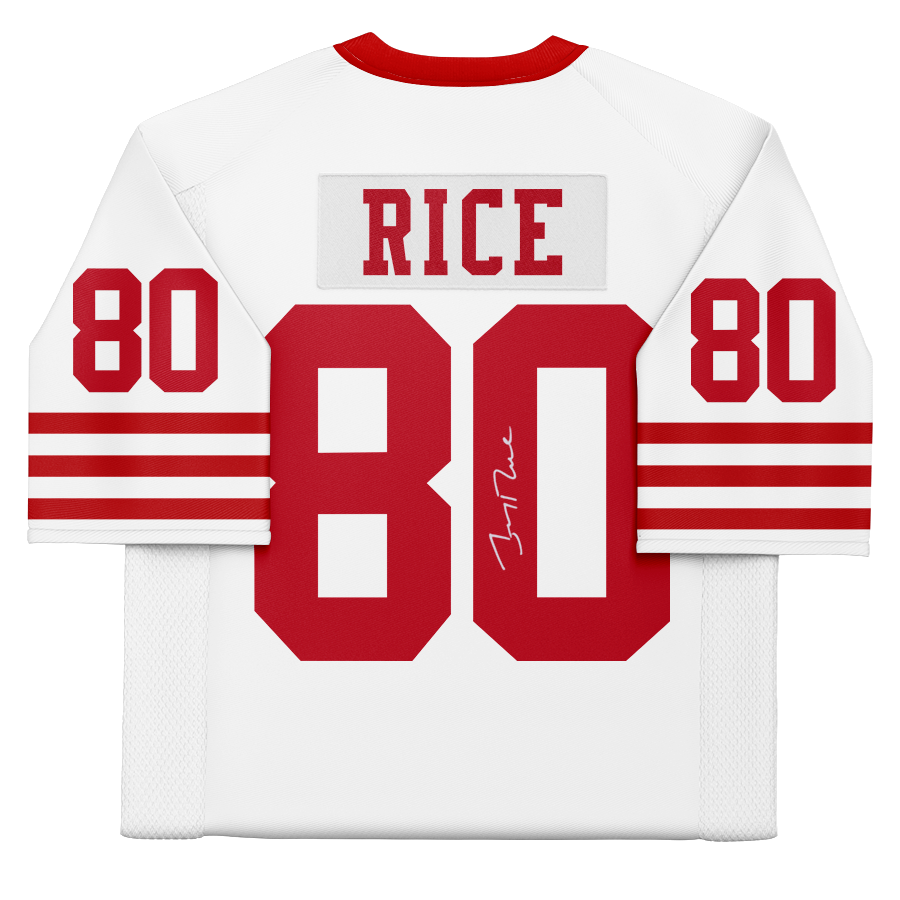 Maillot Mitchell & Ness Legacy blanc autographié par Jerry Rice des 49ers de San Francisco