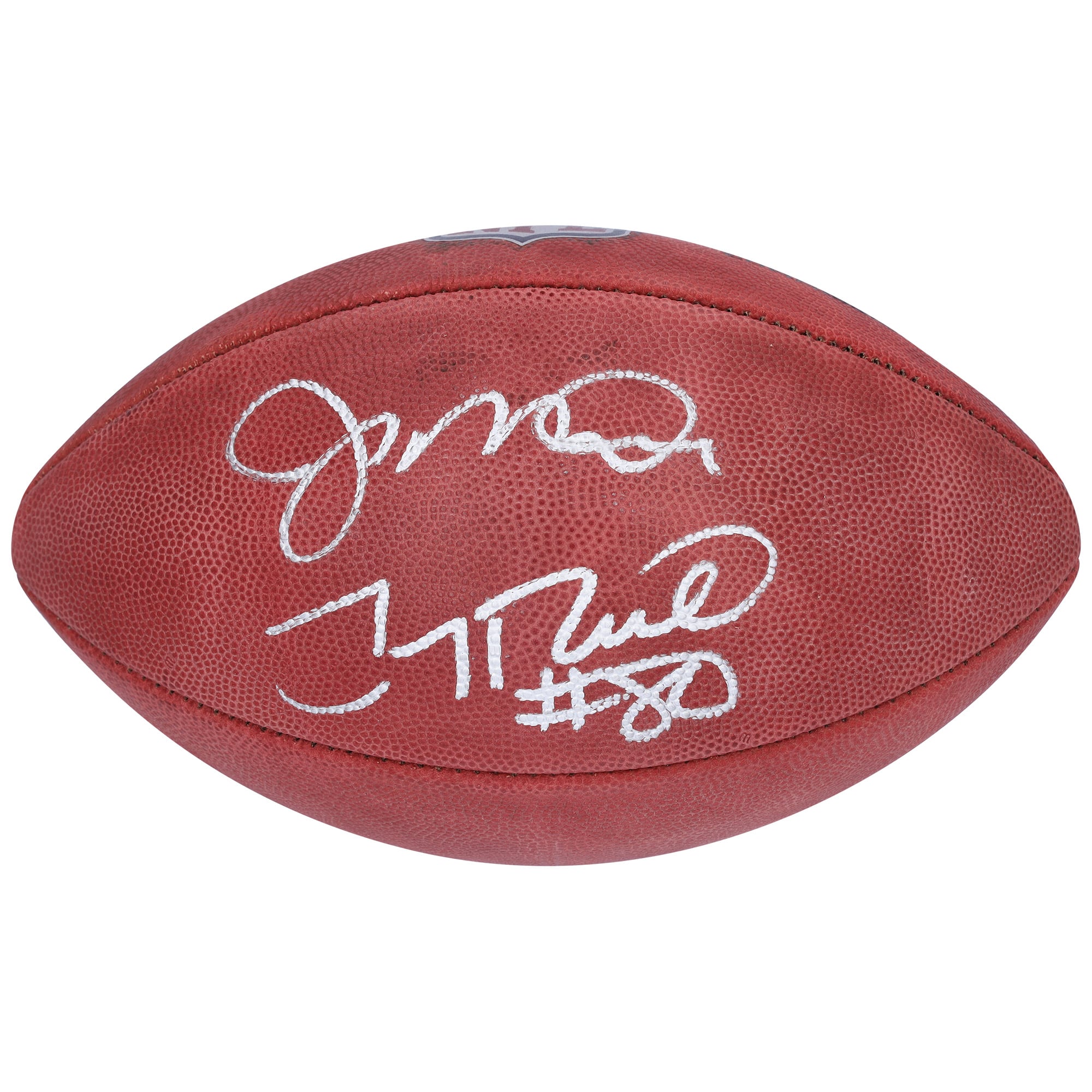 Ballon de football Duke en couleur autographié par Joe Montana et Jerry Rice des 49ers de San Francisco