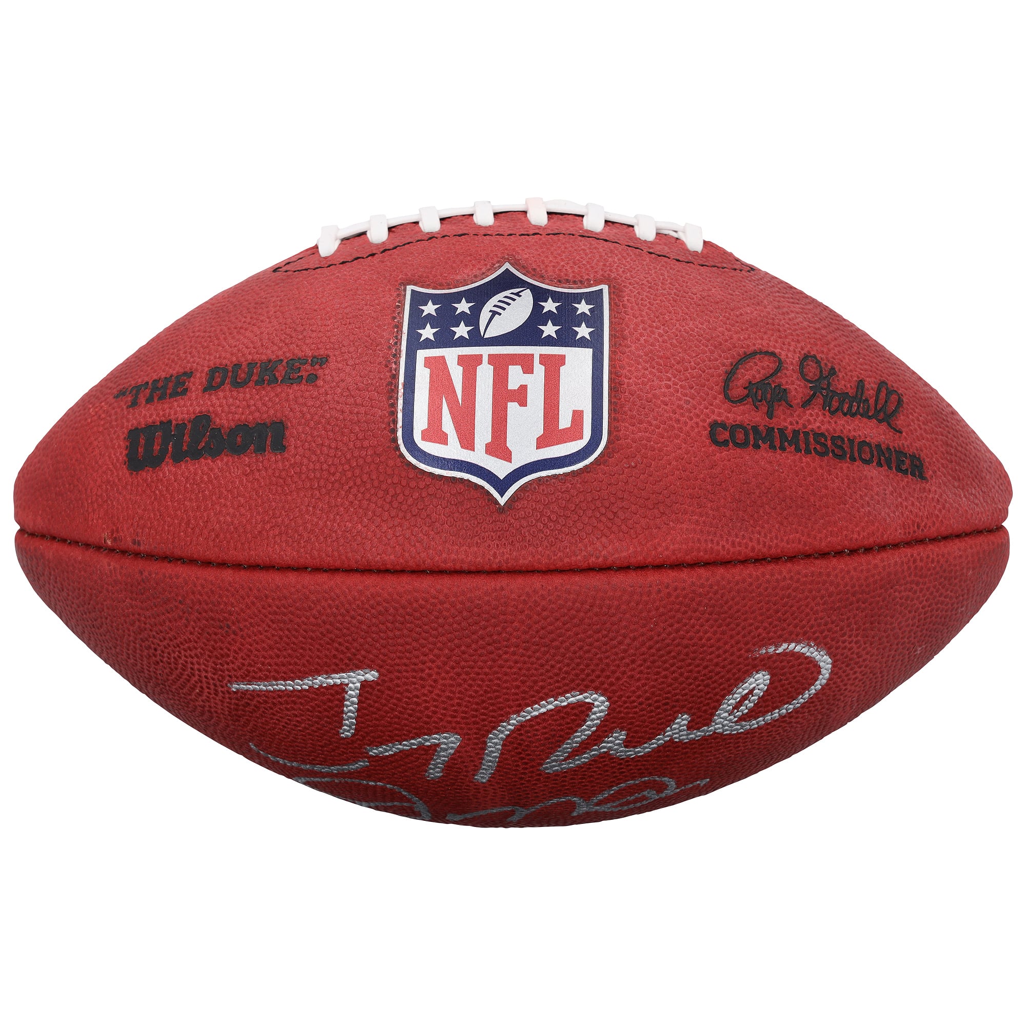 Ballon de football Duke en couleur autographié par Joe Montana et Jerry Rice des 49ers de San Francisco