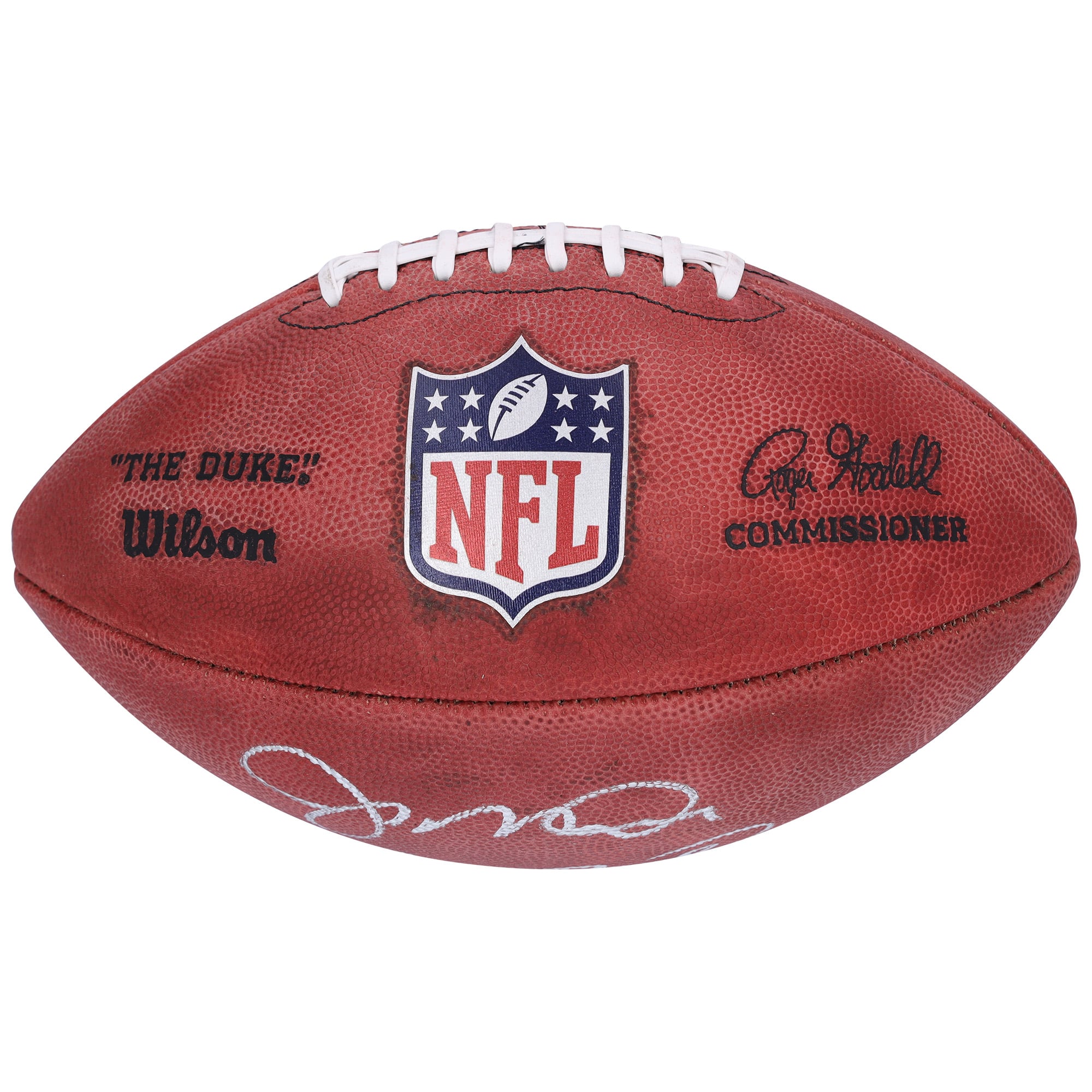 Ballon de football Duke en couleur autographié par Joe Montana et Jerry Rice des 49ers de San Francisco