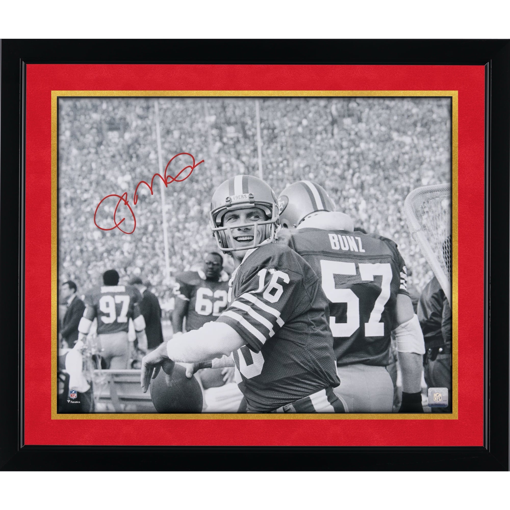 Joe Montana San Francisco 49ers Autographed 16" x 20" Black & White Warm Up Photograph