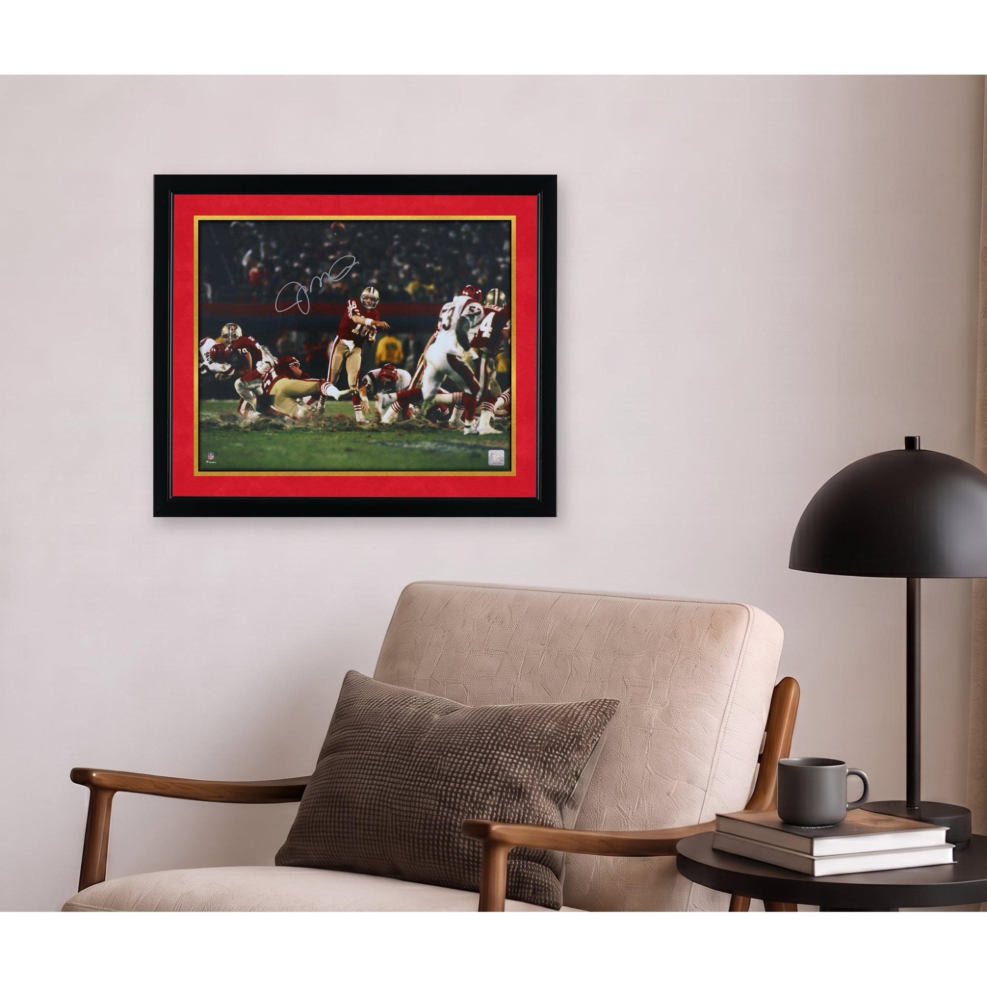 Photo dédicacée de Joe Montana (49ers de San Francisco) - 40 x 50 cm (16 x 20 pouces) - Lancer contre les Bengals