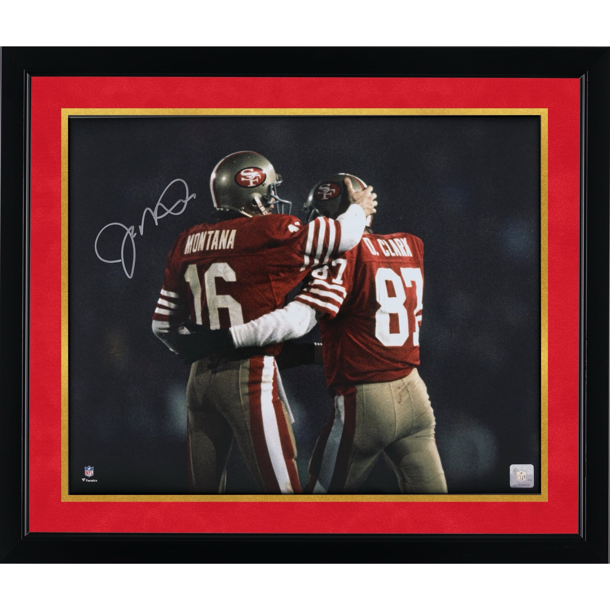 Joe Montana San Francisco 49ers Autographed 16" x 20" with Dwight Clark Photograph