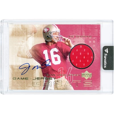Joe Montana San Francisco 49ers Autographed 2000 Upper Deck Game-Jersey Greats Game Used Jersey Relic #GJG-JM Card 