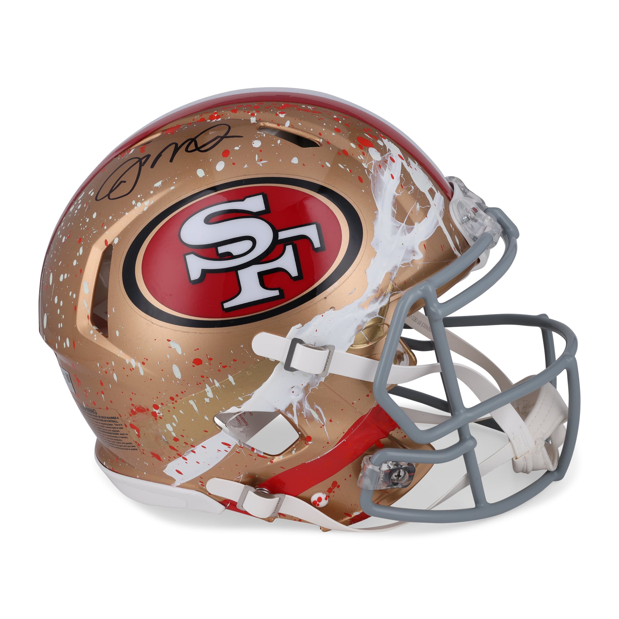 Casque Riddell Speed ​​Authentic autographié par Joe Montana (San Francisco 49ers) - Illustration de King Saladeen - Édition limitée n° 1/1 - WN55915771