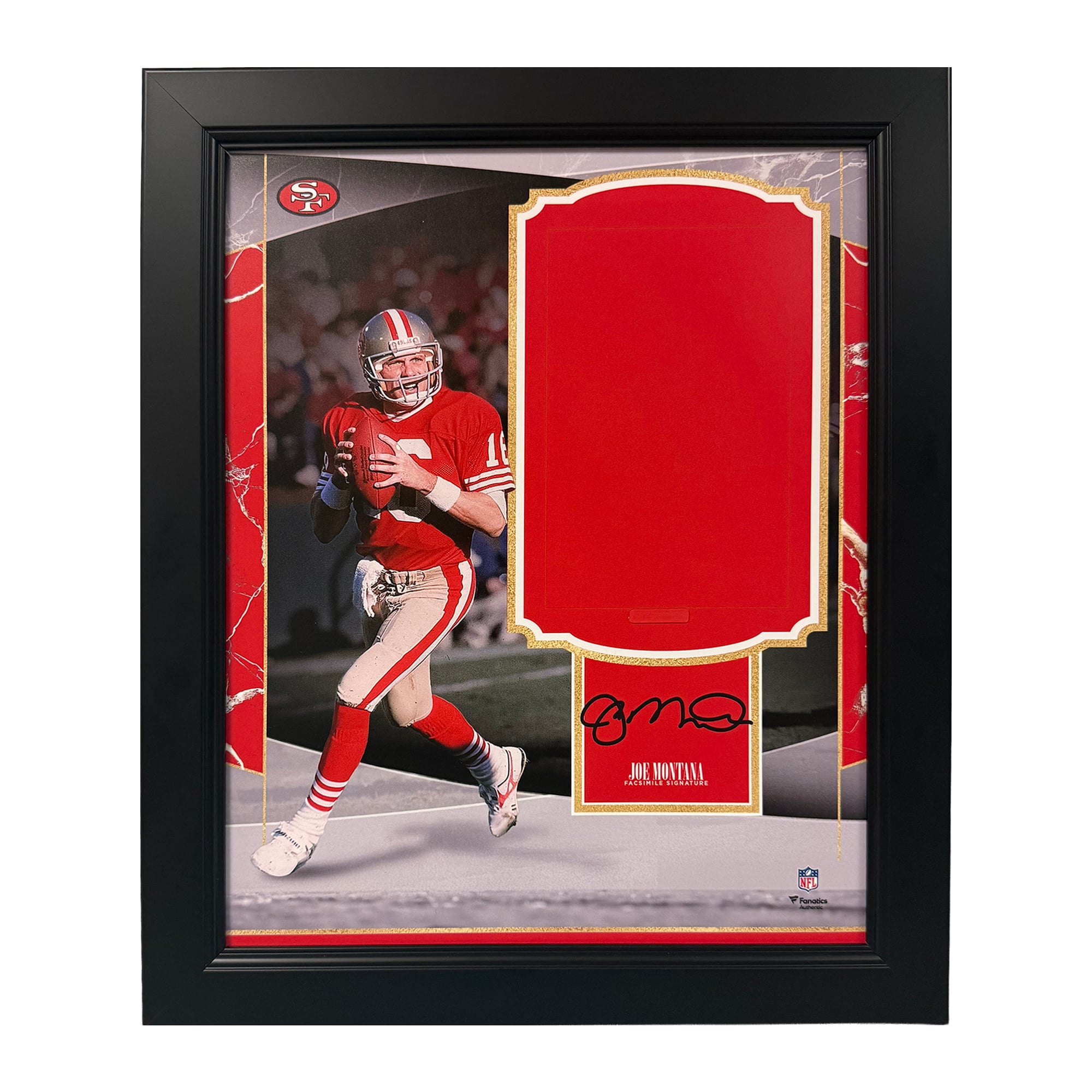 Joe Montana San Francisco 49ers Framed 11" x 14" Trading Card Focus Collage with Premier Trading Card Slab Hold - Insert Your Own Card