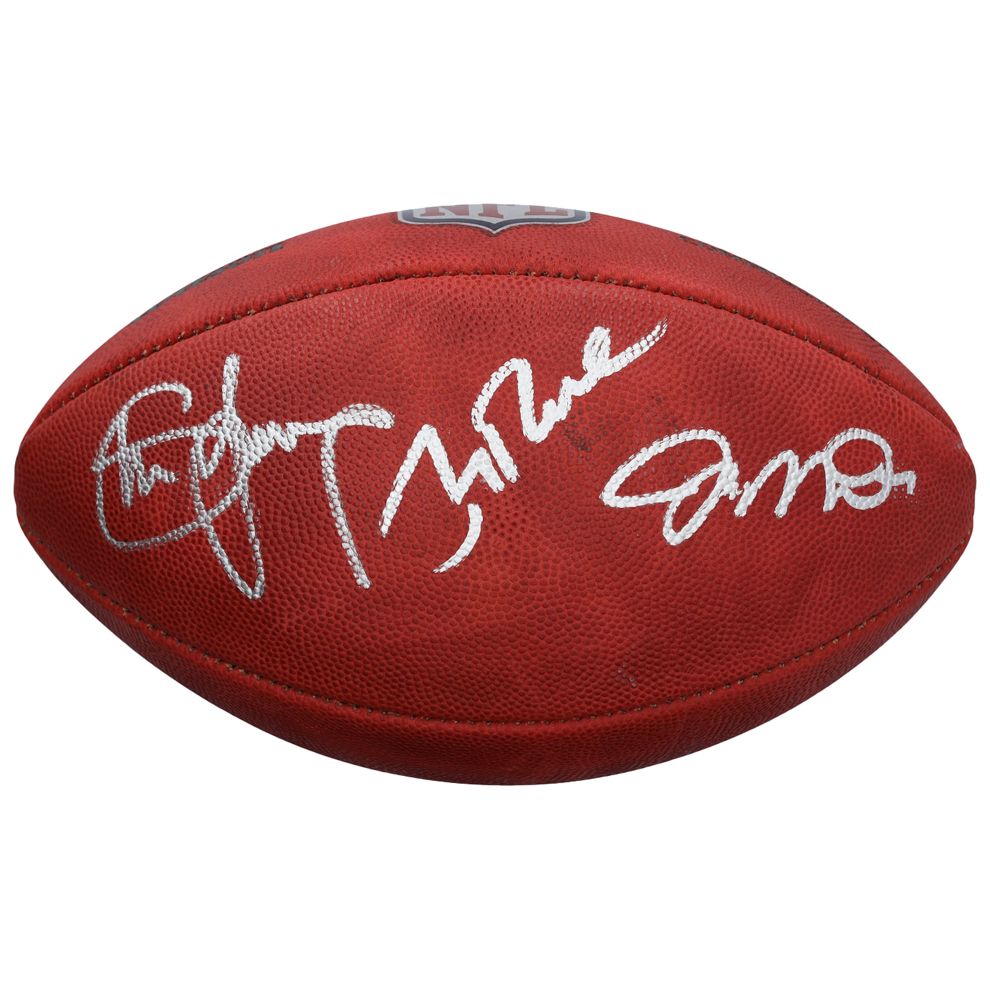 Ballon de football américain Duke Full Color autographié par Joe Montana, Steve Young et Jerry Rice des 49ers de San Francisco