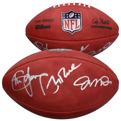Joe Montana, Steve Young & Jerry Rice San Francisco 49ers Autographed Fanatics Authentic Duke Full Color Football