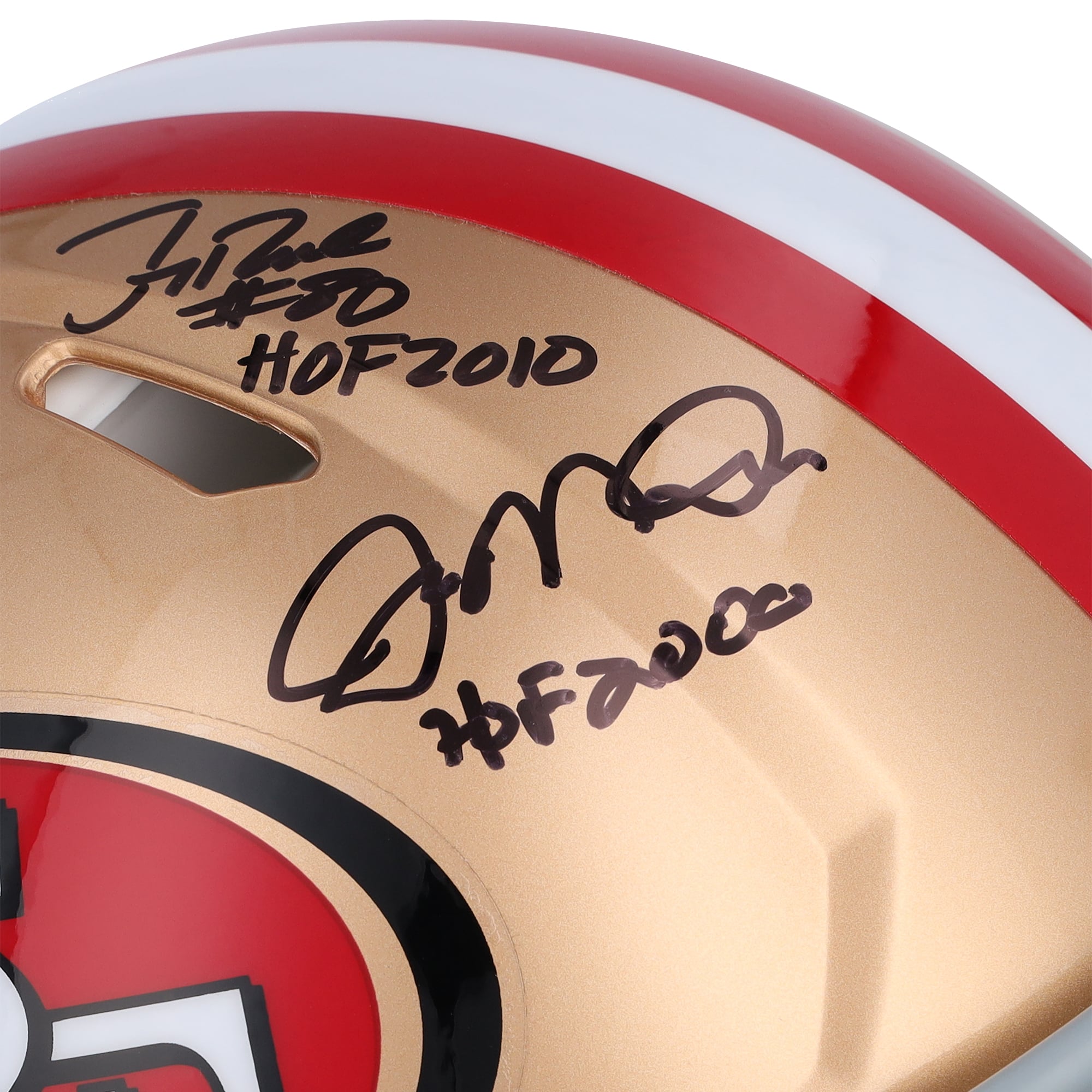Joe Montana, Steve Young & Jerry Rice San Francisco 49ers Autographed Riddell Speed Authentic Helmet with Multiple Inscriptions