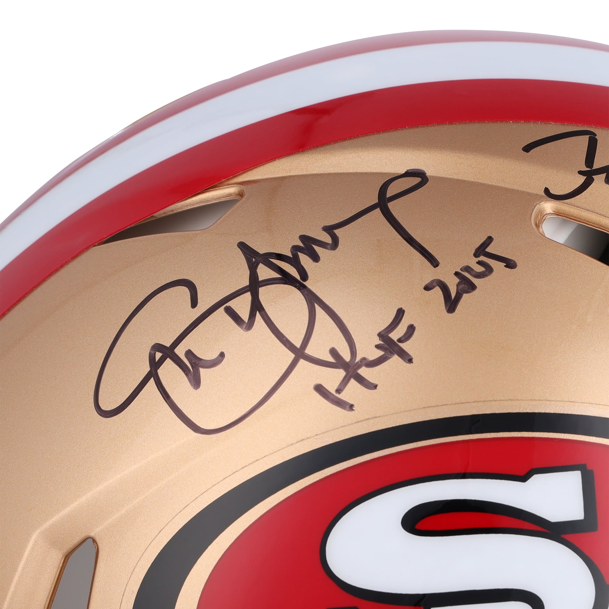 Joe Montana, Steve Young & Jerry Rice San Francisco 49ers Autographed Riddell Speed Authentic Helmet with Multiple Inscriptions