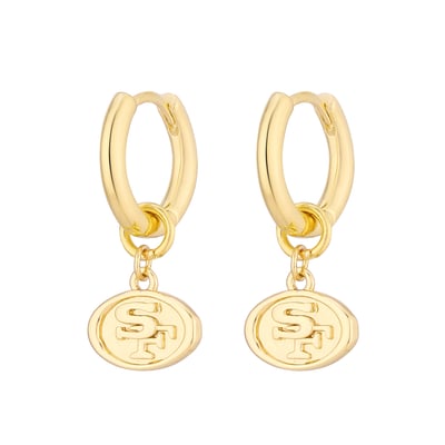 San Francisco 49ers LUV AJ  Logo Charm Huggie Earrings 
