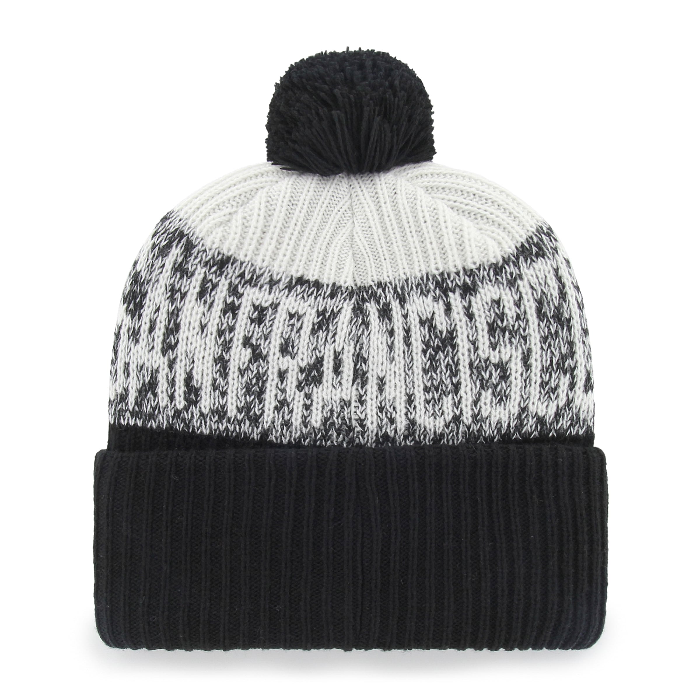 Men's '47 Black San Francisco 49ers Rivalries Collection Bone Chill Cuffed Pom Knit Hat