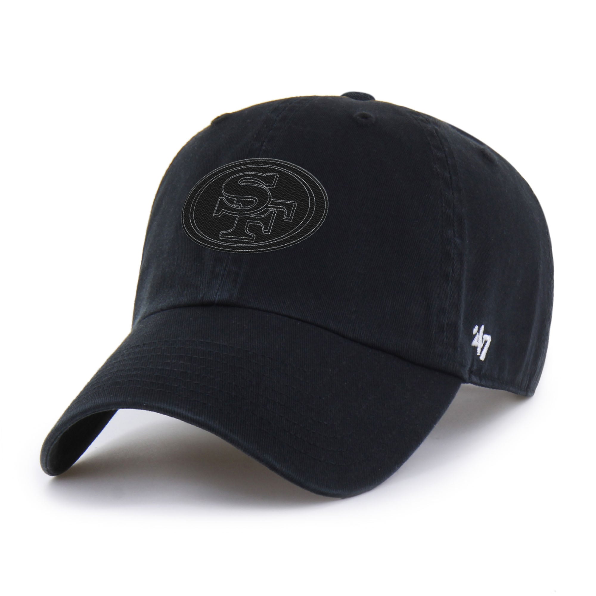 Men's '47 Black San Francisco 49ers Tonal Clean Up Adjustable Hat