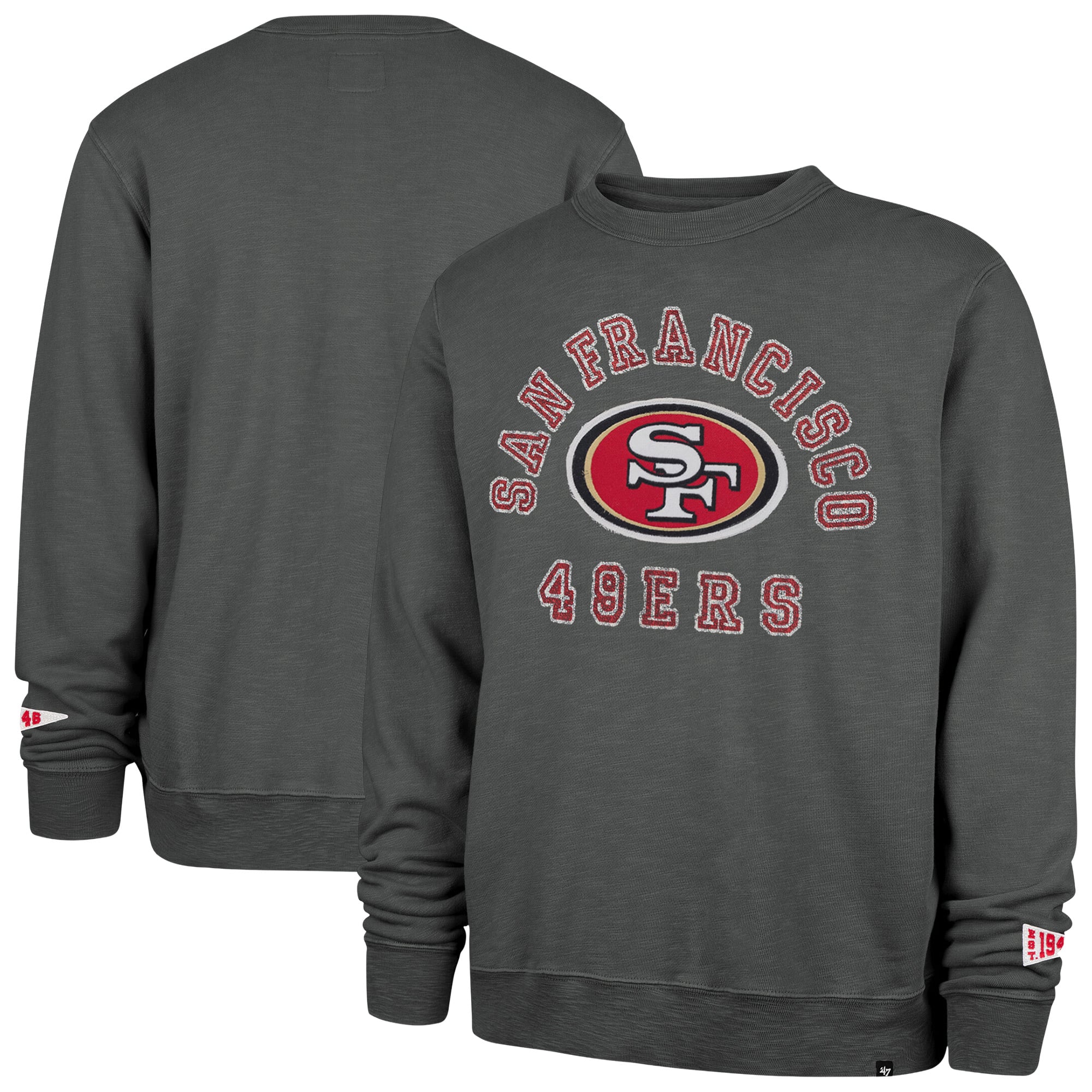Men's '47 Charcoal San Francisco 49ers Calderwood Well Worn French Terry Sweatshirt