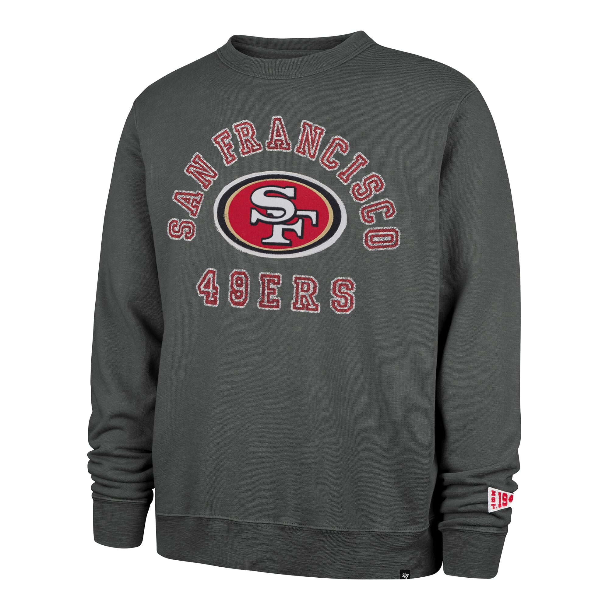 Men's '47 Charcoal San Francisco 49ers Calderwood Well Worn French Terry Sweatshirt