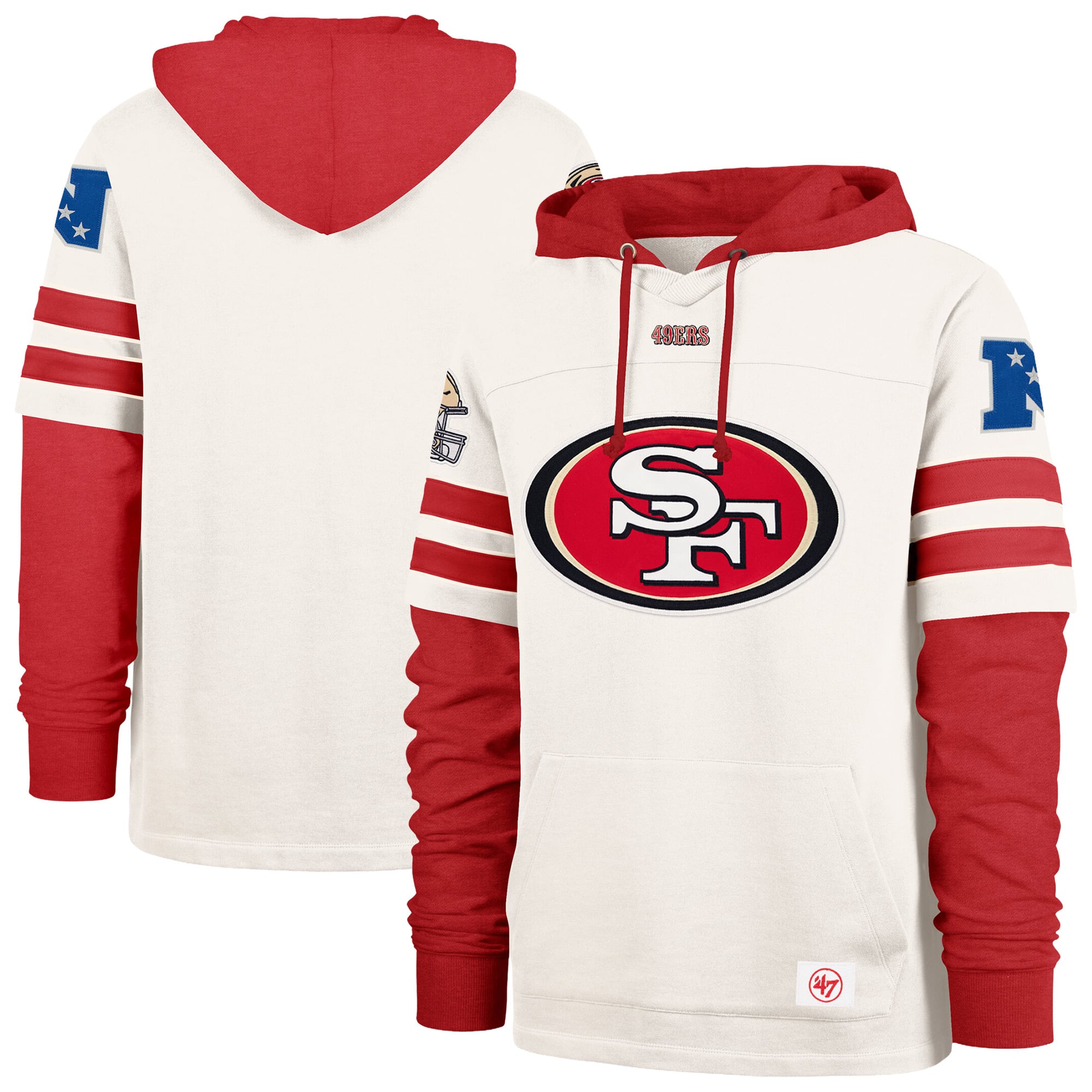 Sweat à capuche pour homme '47 Cream San Francisco 49ers Split Zone Cornerback Duo Lacer