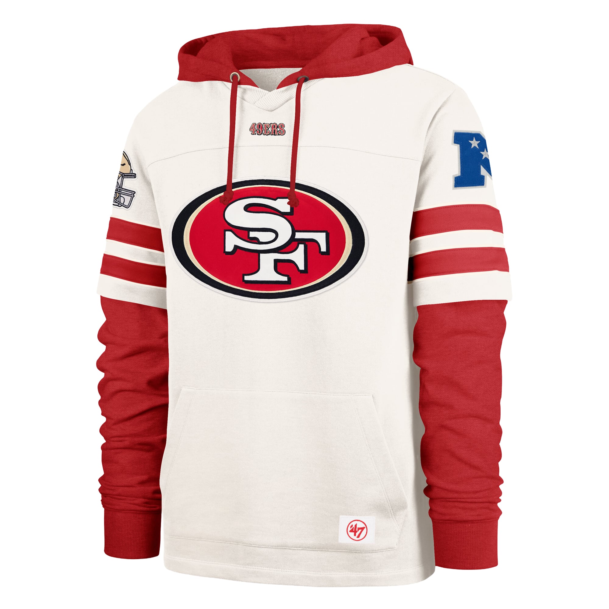 Sweat à capuche pour homme '47 Cream San Francisco 49ers Split Zone Cornerback Duo Lacer