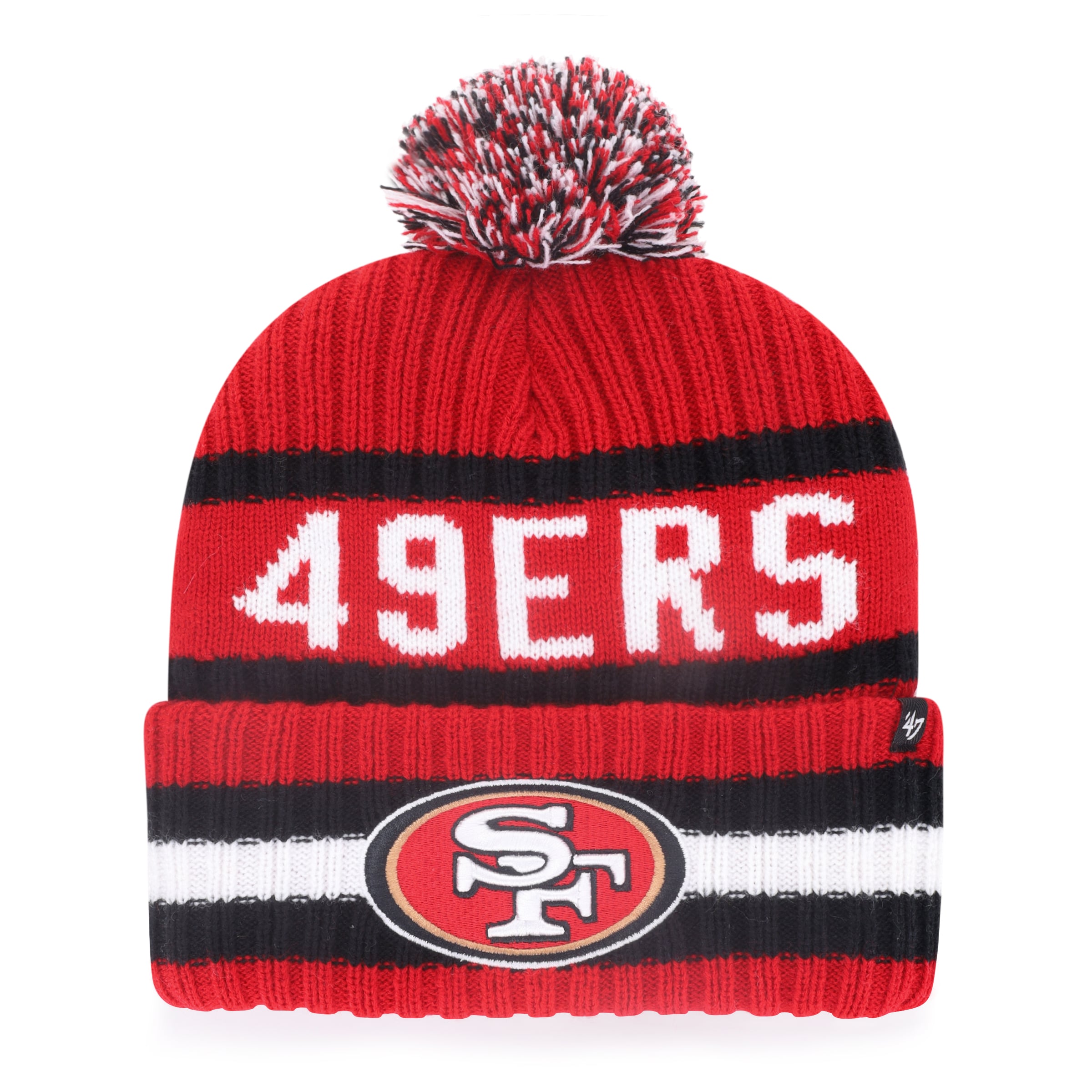 Bonnet à revers Bering écarlate San Francisco 49ers pour homme, modèle 47, avec pompon