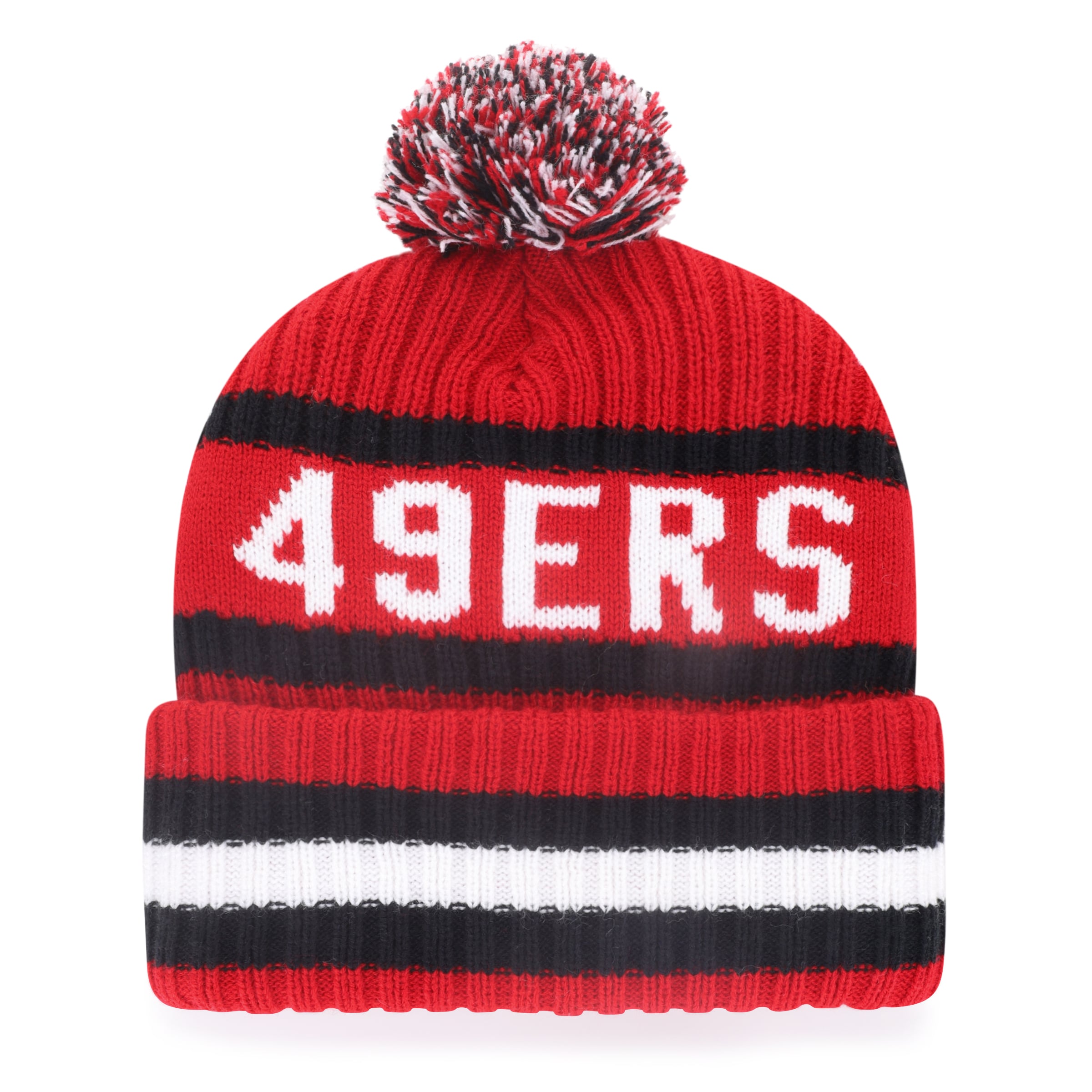 Bonnet à revers Bering écarlate San Francisco 49ers pour homme, modèle 47, avec pompon