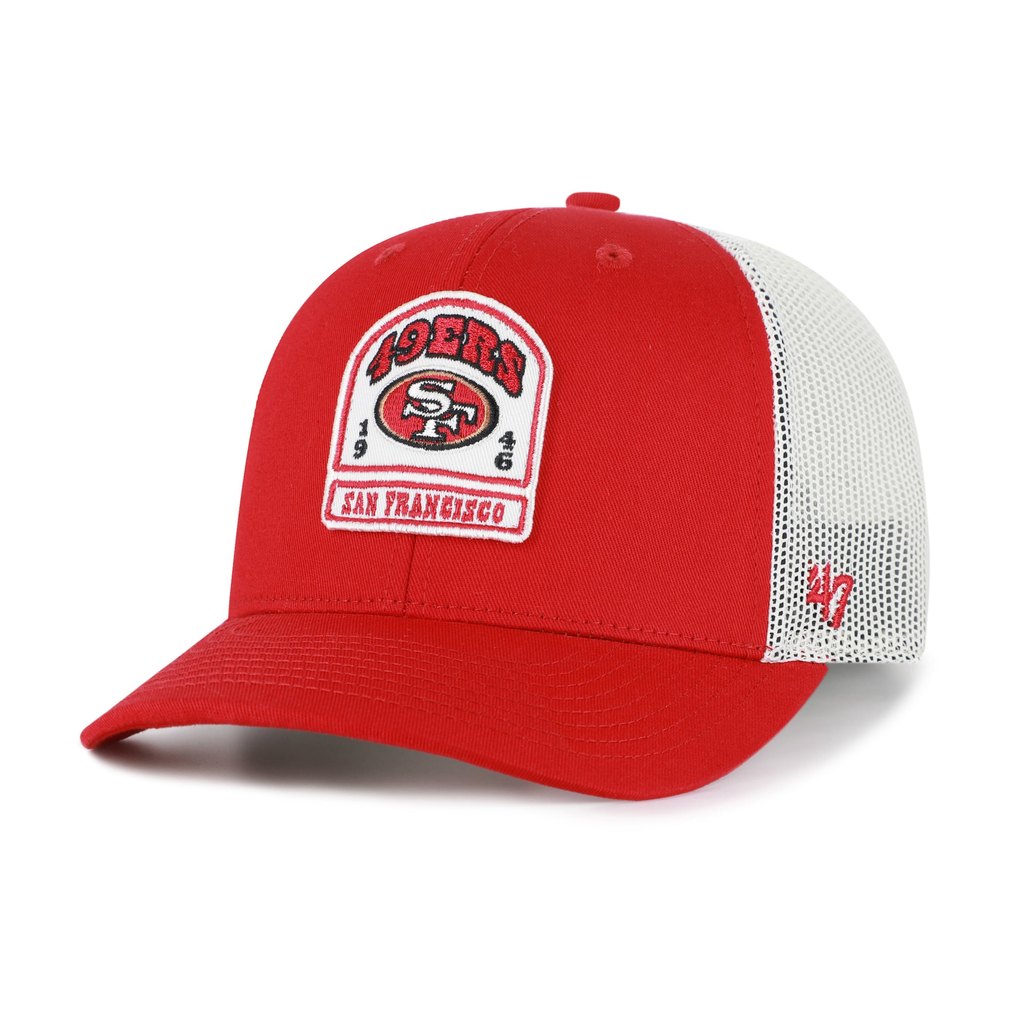 Men's '47 Scarlet San Francisco 49ers Headstone Trucker Adjustable Hat