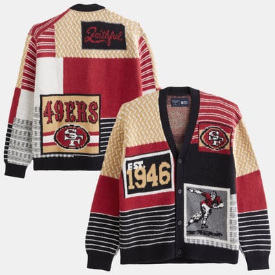  San Francisco 49ers Abercrombie & Fitch Men's Cardigan Sweater - Scarlet