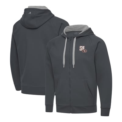 San Francisco 49ers Antigua Woodland Camo Victory Full-Zip Hoodie - Charcoal