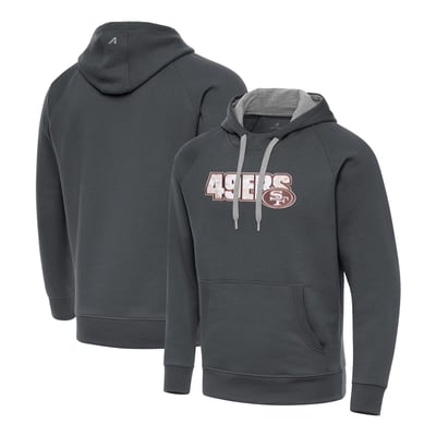 San Francisco 49ers Antigua Woodland Camo Victory Hoodie - Charcoal