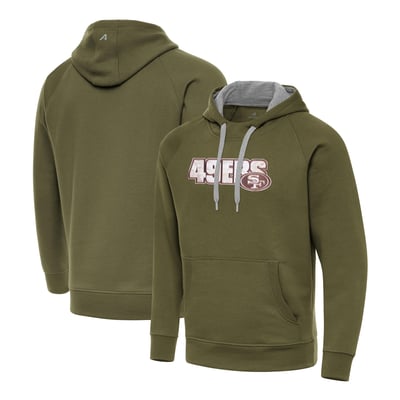 San Francisco 49ers Antigua Woodland Camo Victory Hoodie - Olive