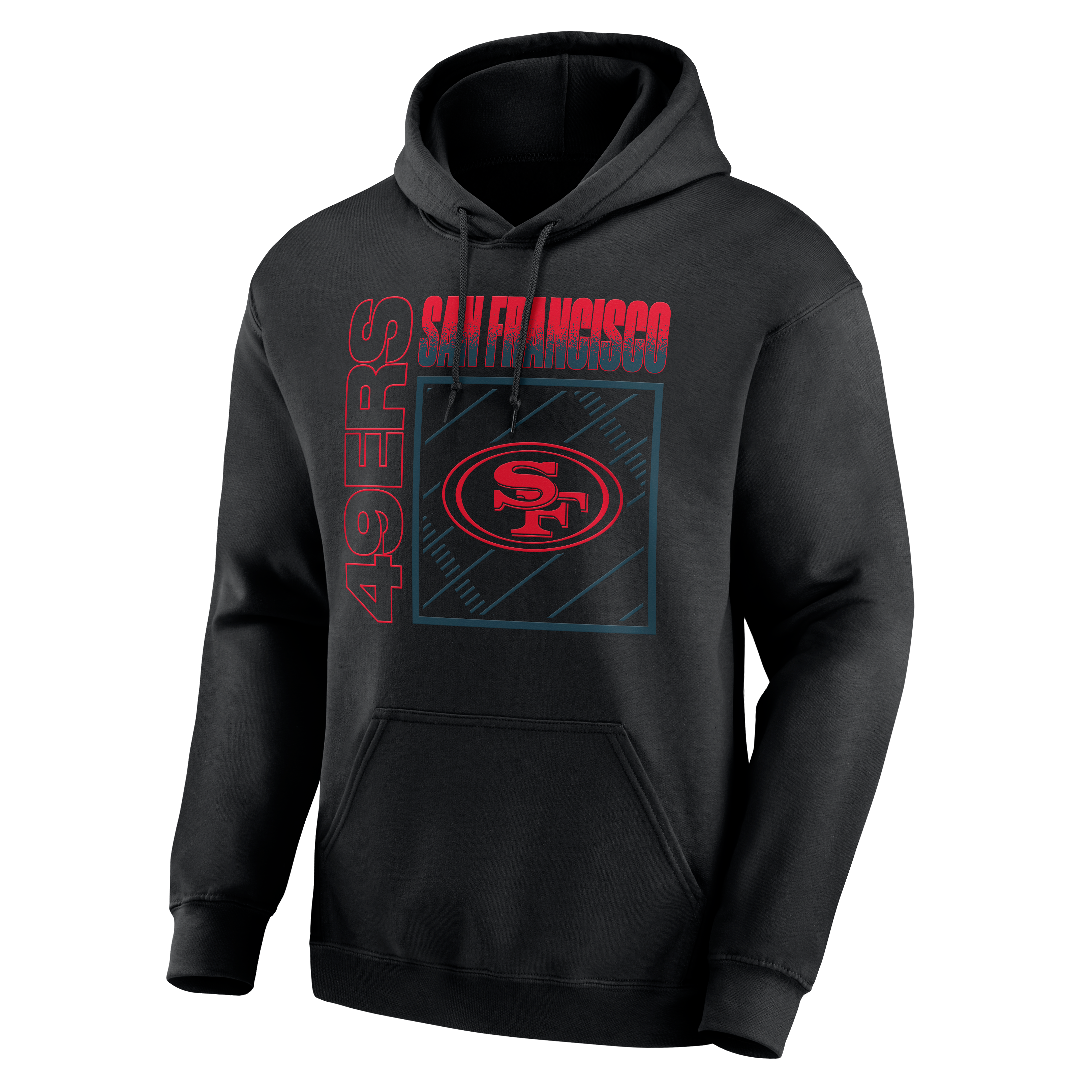 Sweat à capuche noir pour homme des 49ers de San Francisco, personnalisé avec nom et numéro, domicile.
