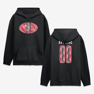 San Francisco 49ers  Metallic Mascot Personalized Name & Number Hoodie - Black