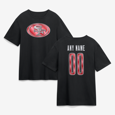 San Francisco 49ers  Metallic Mascot Personalized Name & Number T-Shirt - Black
